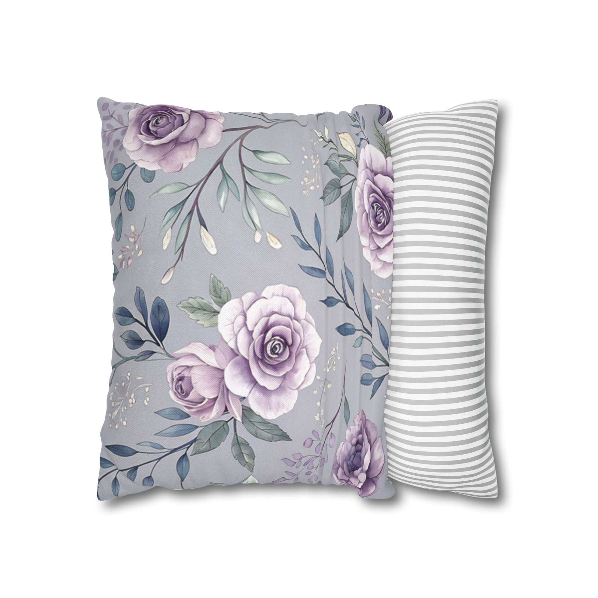 BLUESKYDEZIGN Purple Rose Floral Pillow Cover - Elegant Cottage Core Decor