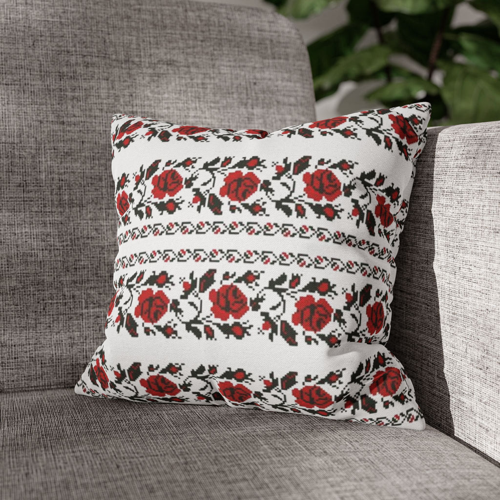Ukrainian Red-Black Folk Pattern Pillowcase. Set 2-Pack Decorative Cushion Covers. Traditional Slavic Ornament. Boho Ethnic Home Decor Gift
