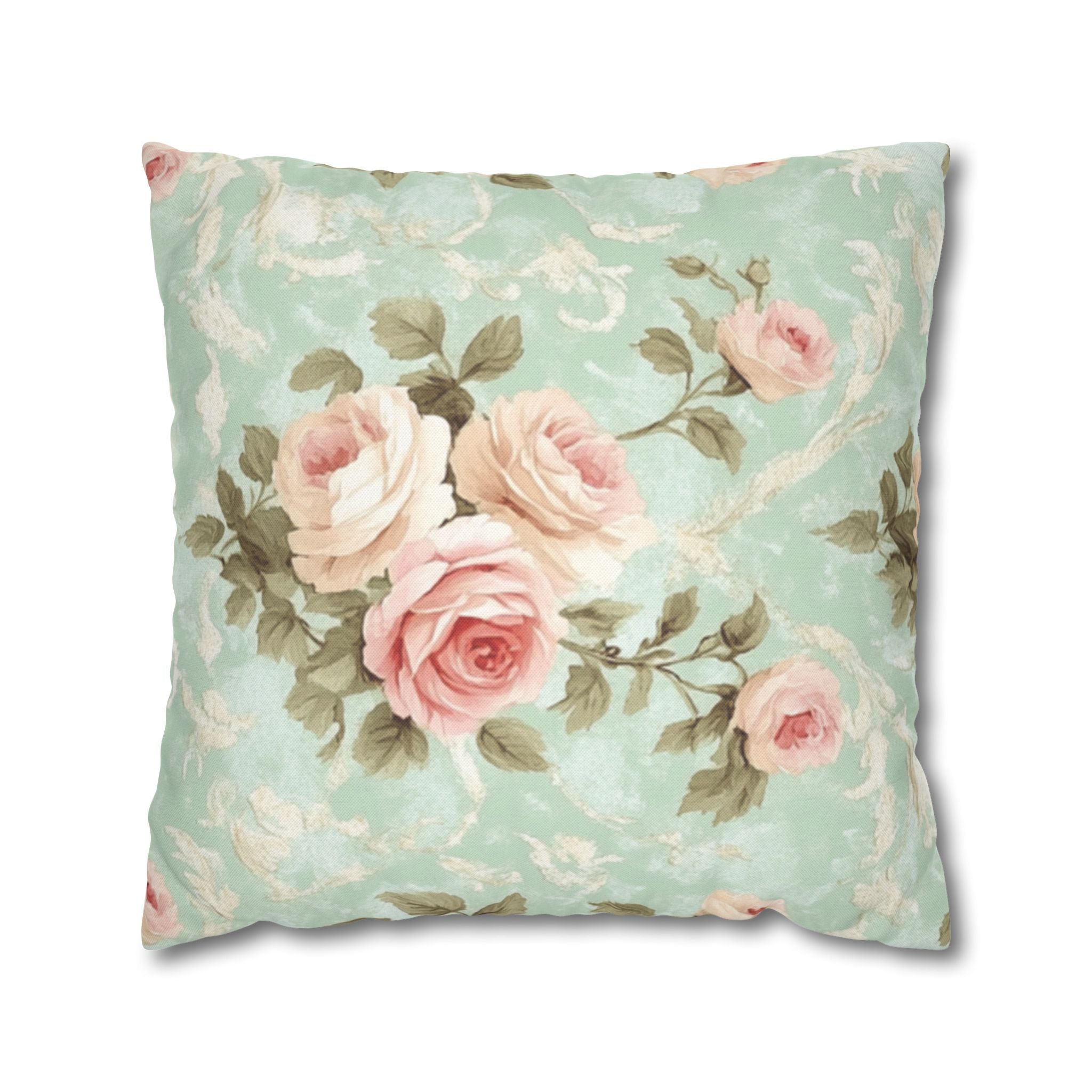 Vintage Pink Rose Pattern Pillowcase | Floral Throw Pillowcase