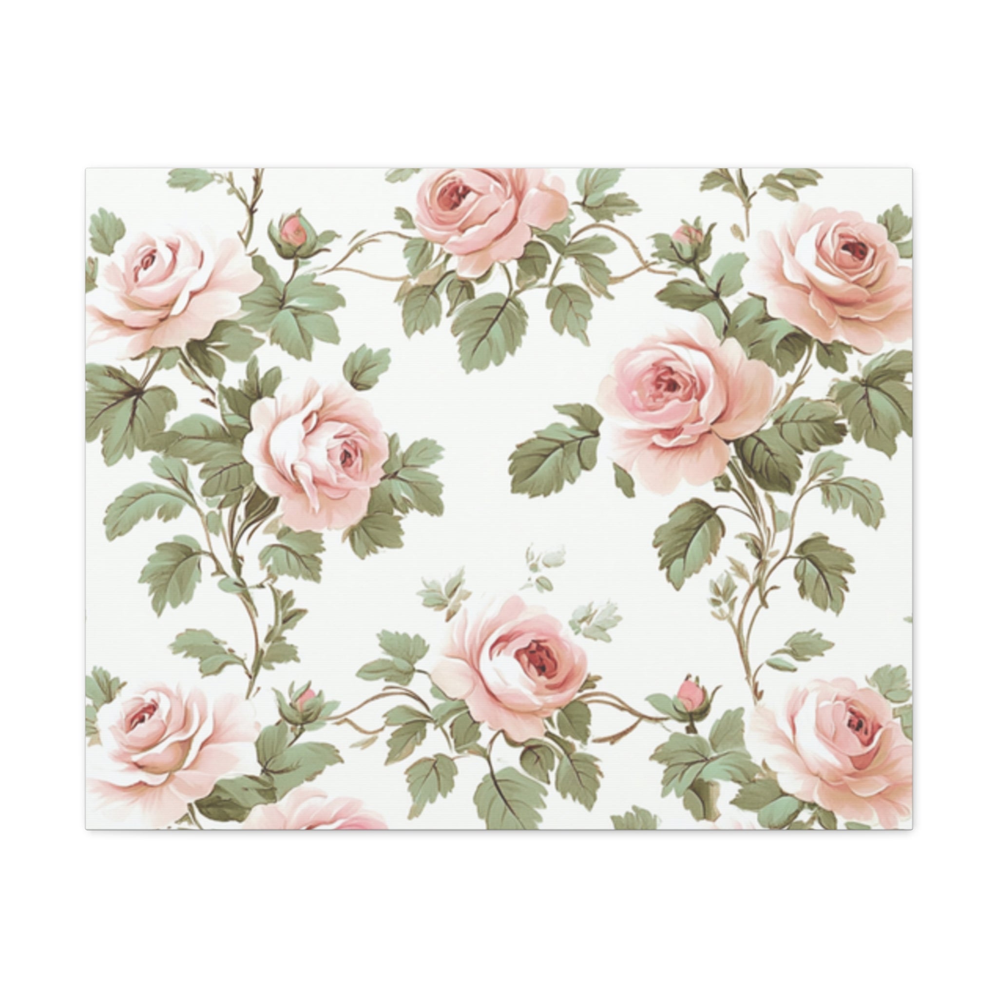 Vintage Pink Rose Matte Canvas Wall Art, Botanical Floral Print, Romantic Cottagecore Home Decor, Stretched 1.25" Canvas