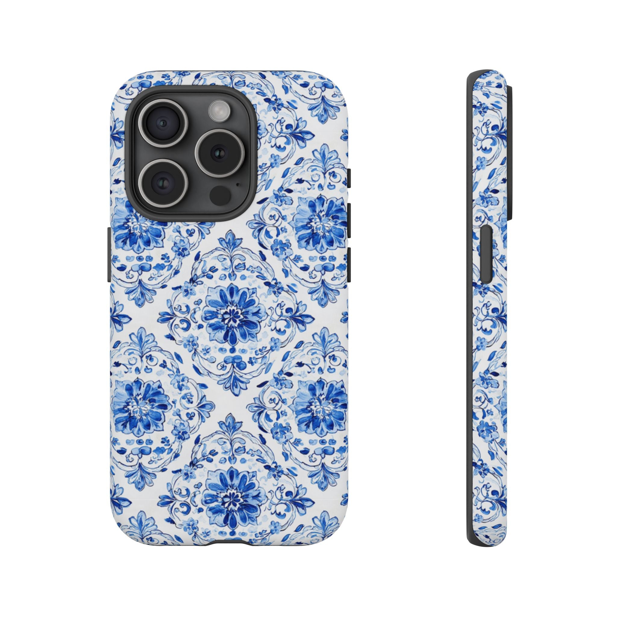 Blue Floral Tile Phone Case | Tough Case