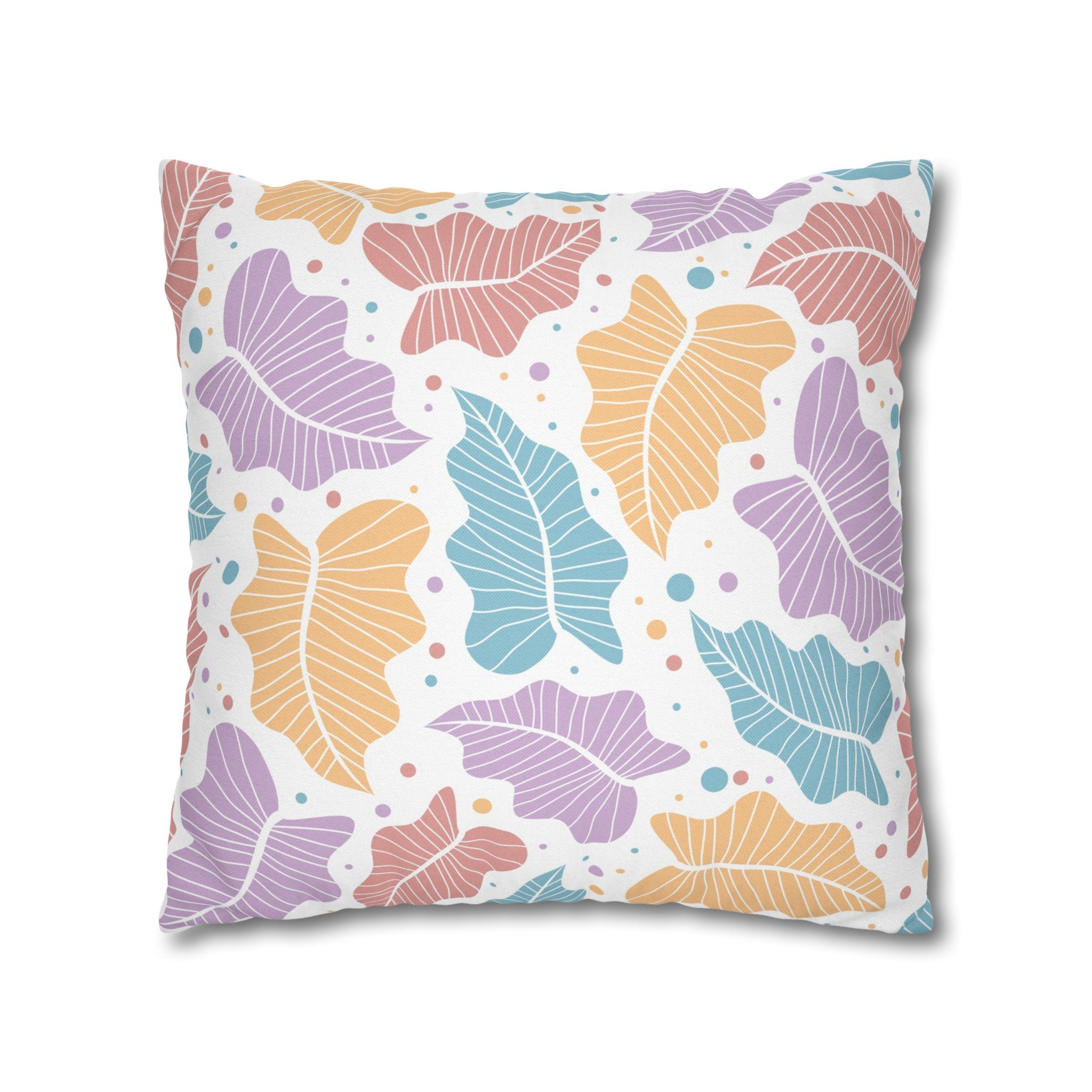 Pastel Leaf Pillow Cover