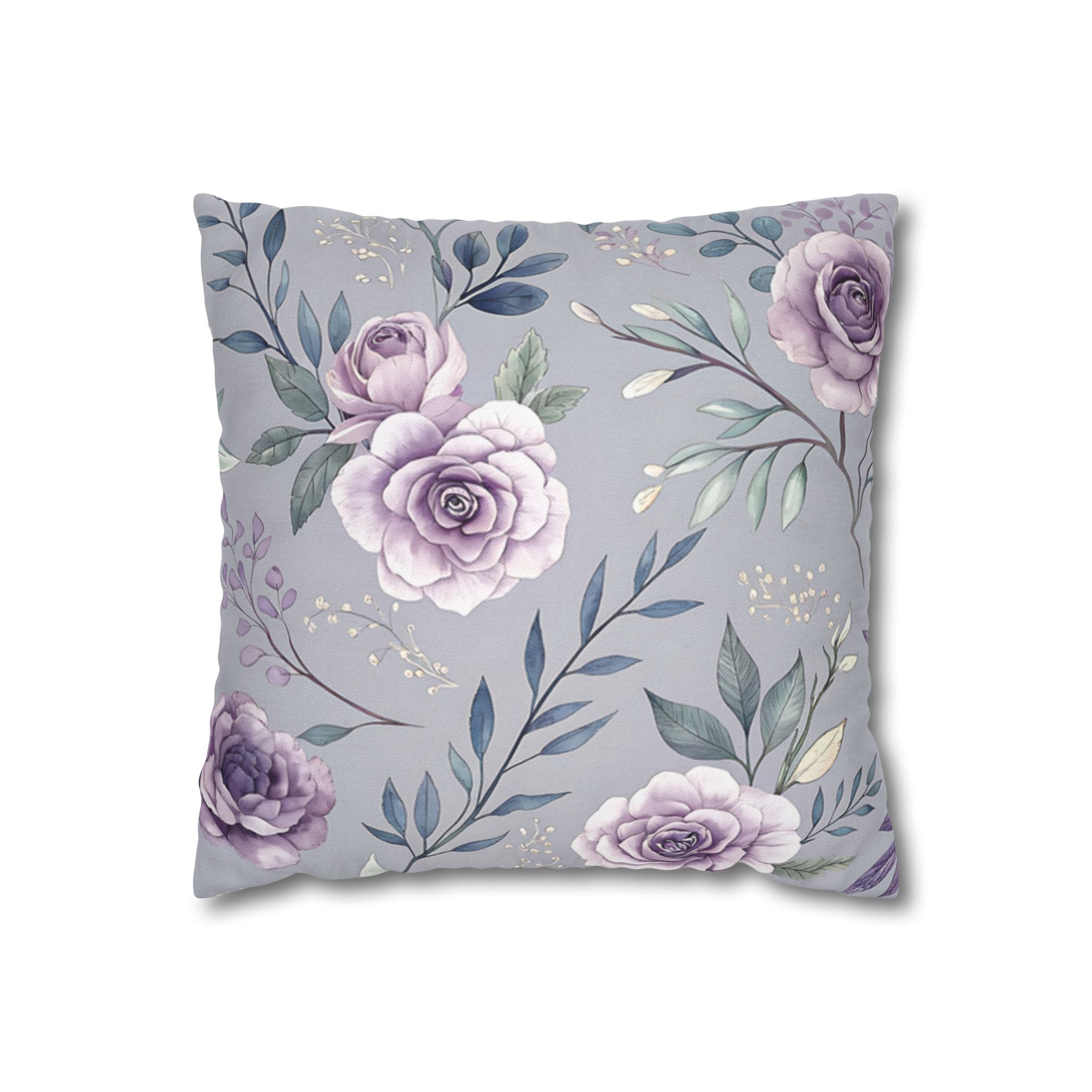 BLUESKYDEZIGN Purple Rose Floral Pillow Cover - Elegant Cottage Core Decor