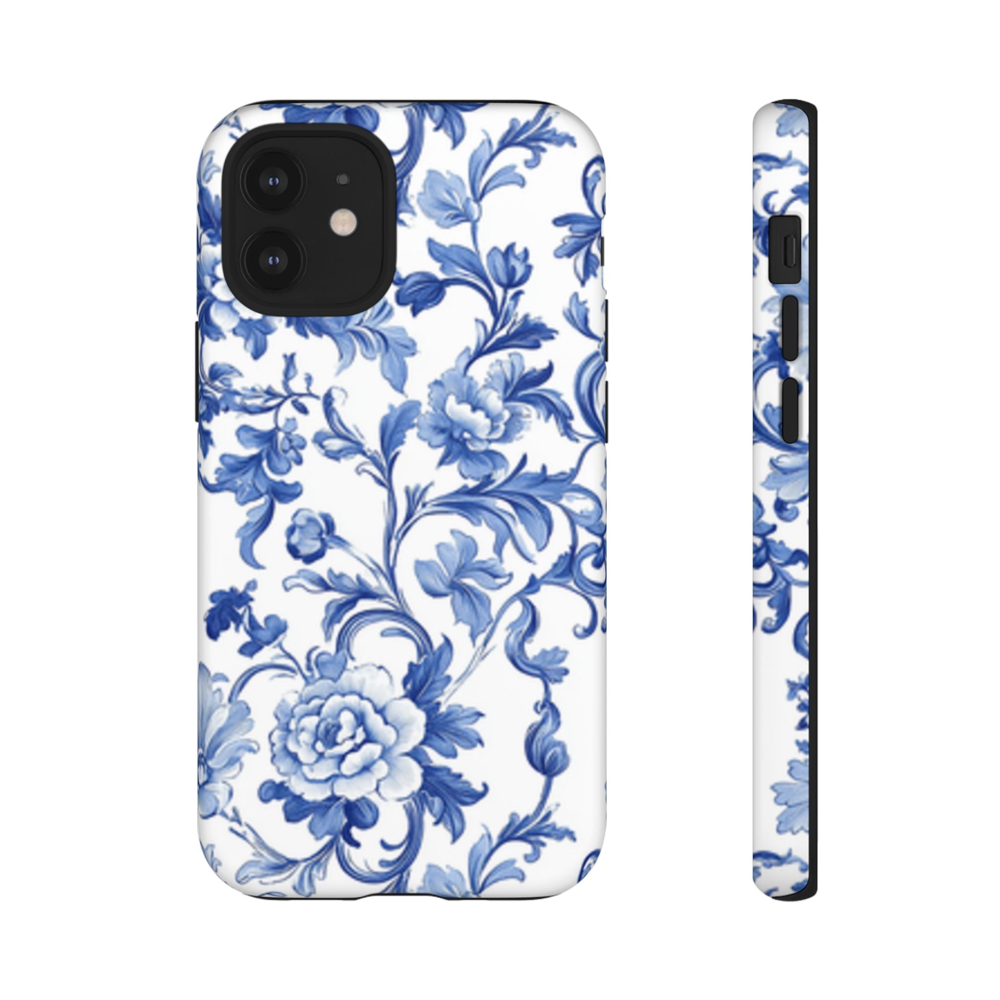Blue Vintage Toile-inspired romantic Floral Phone Case, Tough Case, spring gift