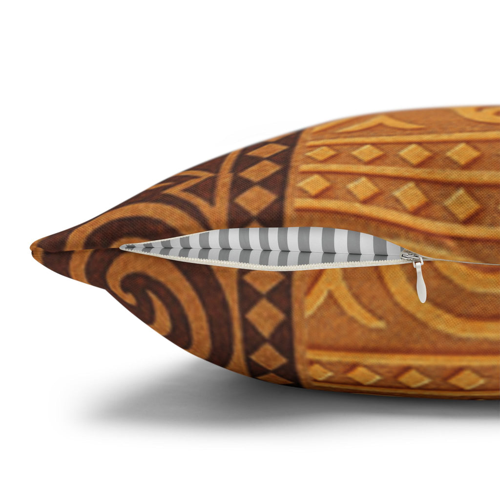 Trypillian Code Folk Art Pillow Cover | Ancient Symbol Terracotta Heritage Cushion