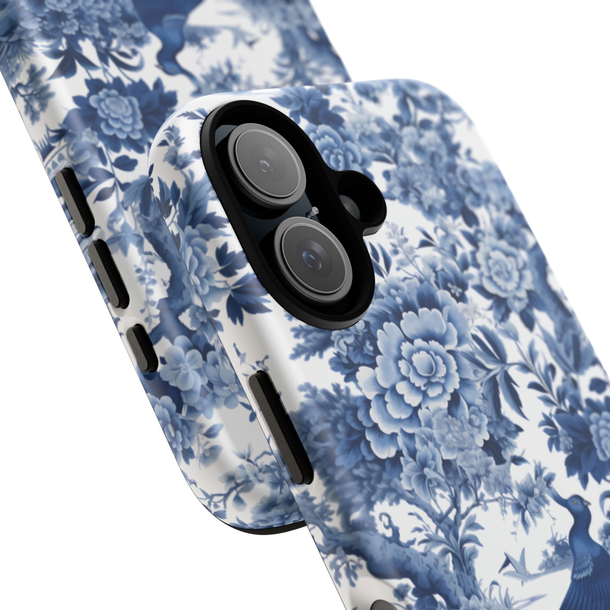 Blue Toile Floral Phone Case, Chinoiserie Style, Tough Case