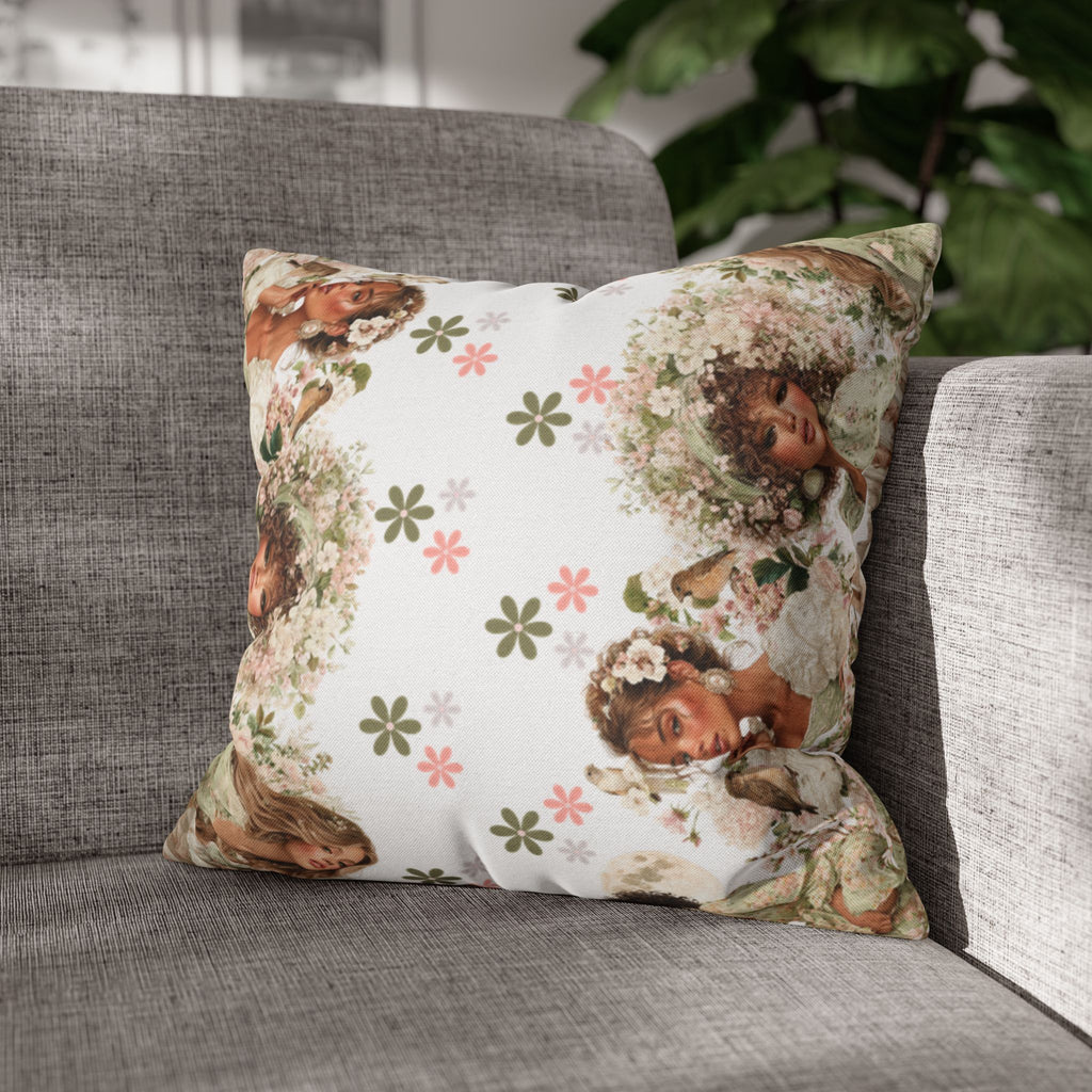 Afrocentric Floral Pillowcase 1piece, Artistic Women Illustration Cushion Covers, 4 Sizes, Modern Boho Throw Pillow Case, Art Decor