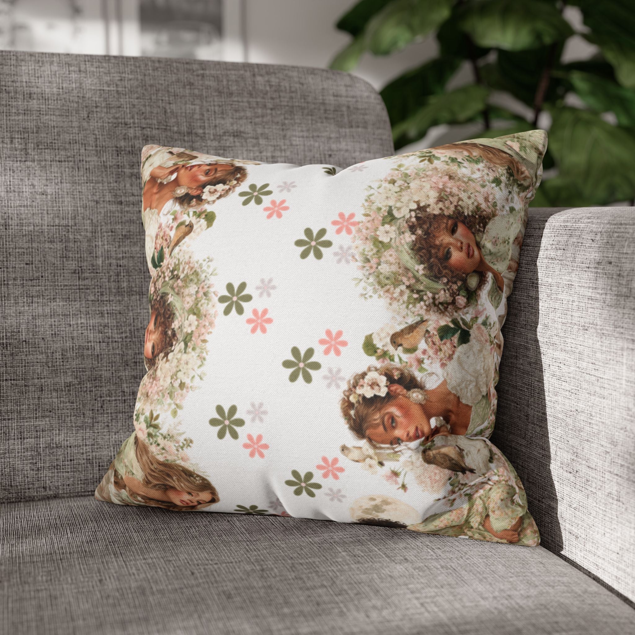 Afrocentric Floral Pillowcase 1piece, Artistic Women Illustration Cushion Covers, 4 Sizes, Modern Boho Throw Pillow Case, Art Decor