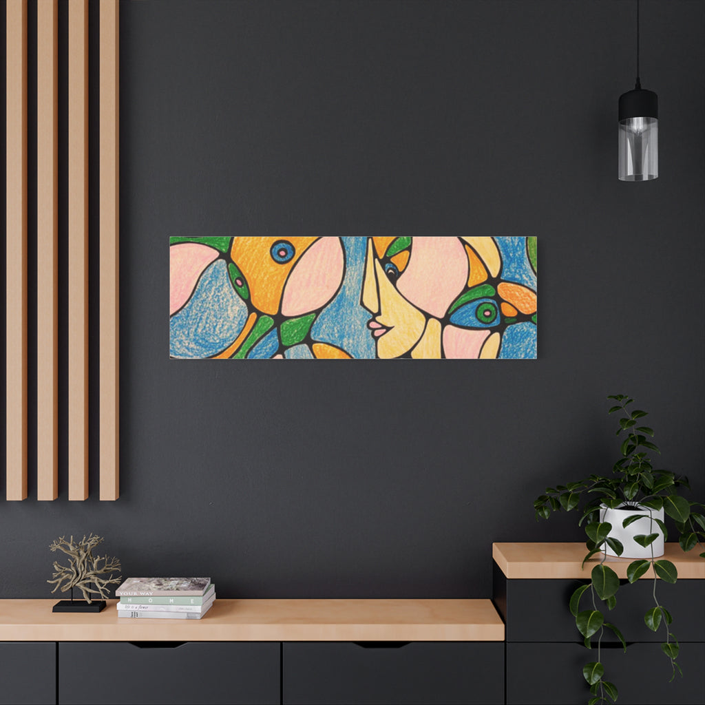 Abstract Colorful Faces Canvas Art, Vibrant Modern Wall Decor, Surreal Cubist Style Matte Print, Stretched 1.25" Ready to Hang