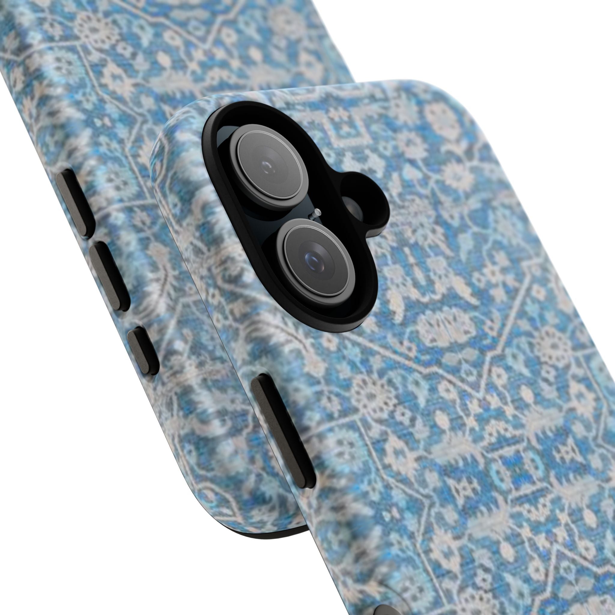 BLUESKYDEZIGN Grandmother's Heritage iPhone Case - Blue Floral Mosaic, Wabi-Sabi Protective Cover