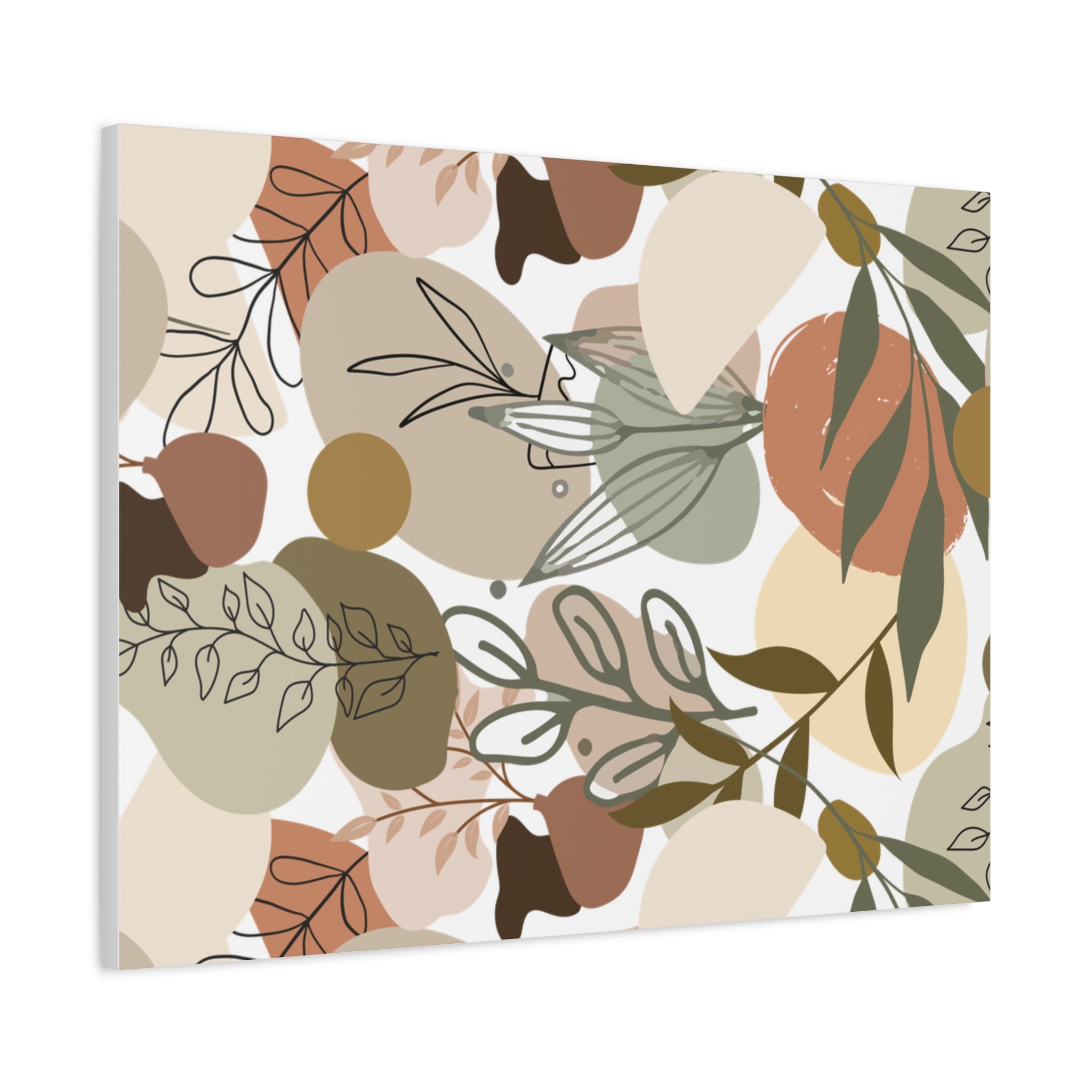 Abstract Modern Botanical Wall Art, Minimalist Line Art Canvas, Neutral Aesthetic Home Decor Print for Living Room or Bedroom, Matte Print, Stretched 1.25" Ready to Hang