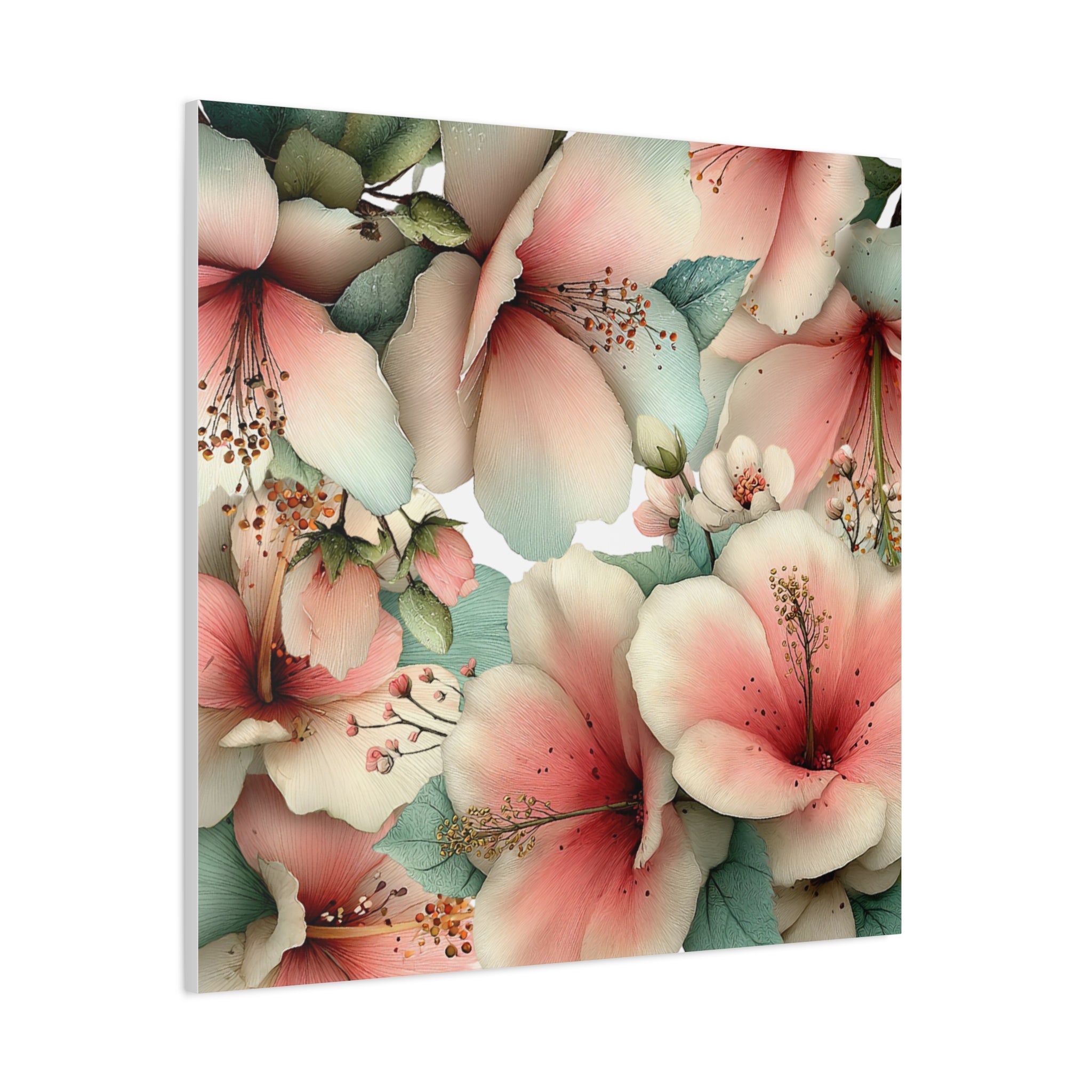 Pastel Floral Matte Canvas Wall Art, Soft Botanical Print, Modern Home Decor, Watercolor Flower Artwork, Stretched 1.25" Canvas