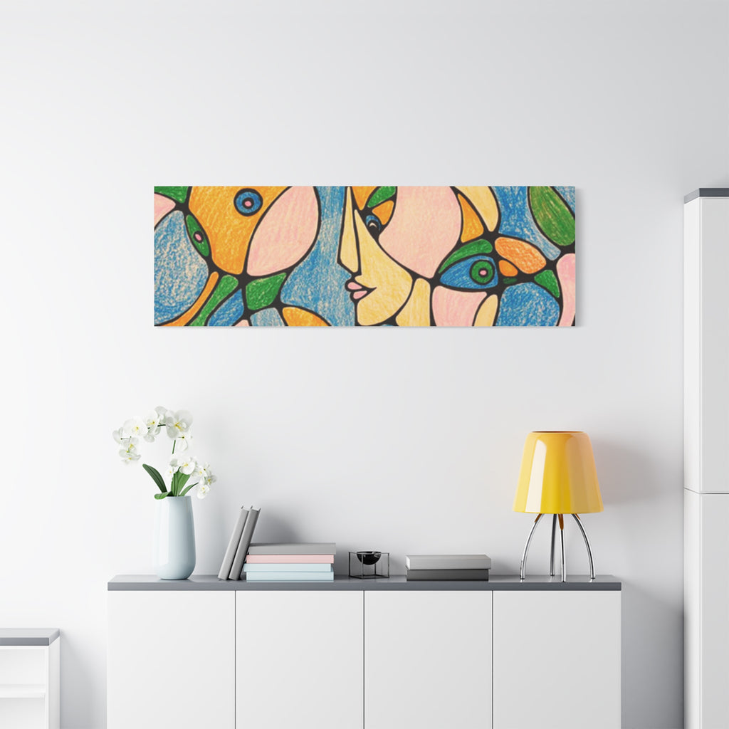 Abstract Colorful Faces Canvas Art, Vibrant Modern Wall Decor, Surreal Cubist Style Matte Print, Stretched 1.25" Ready to Hang