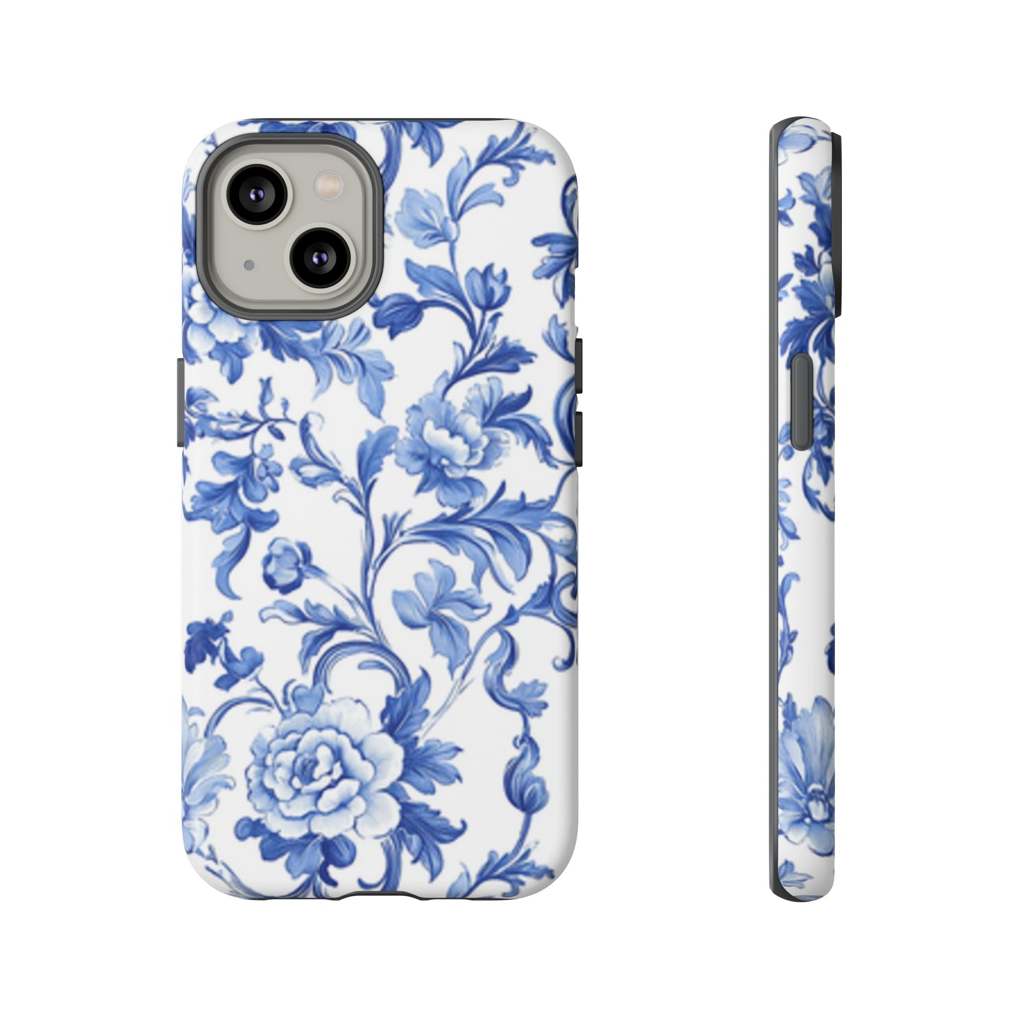 Blue Vintage Toile-inspired romantic Floral Phone Case, Tough Case, spring gift
