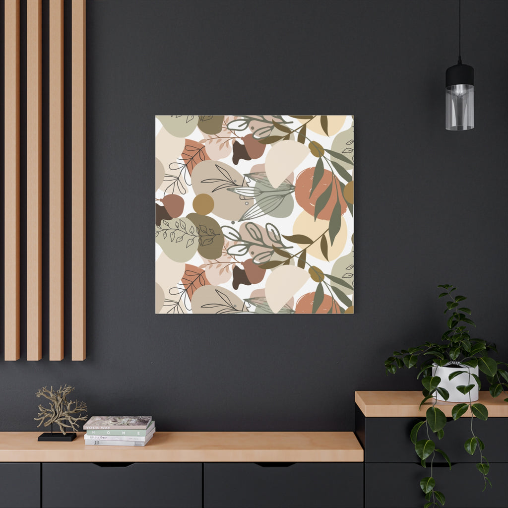Abstract Modern Botanical Wall Art, Minimalist Line Art Canvas, Neutral Aesthetic Home Decor Print for Living Room or Bedroom, Matte Print, Stretched 1.25" Ready to Hang