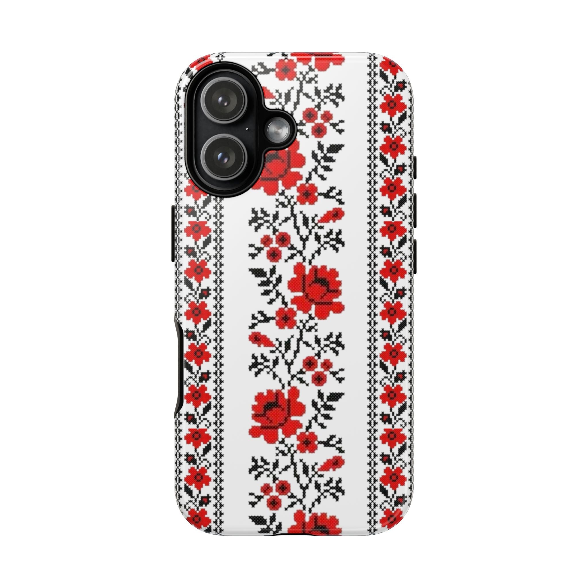 Ukrainian Embroidery iPhone Case  Red Black Traditional Pattern Protective Phone Cover