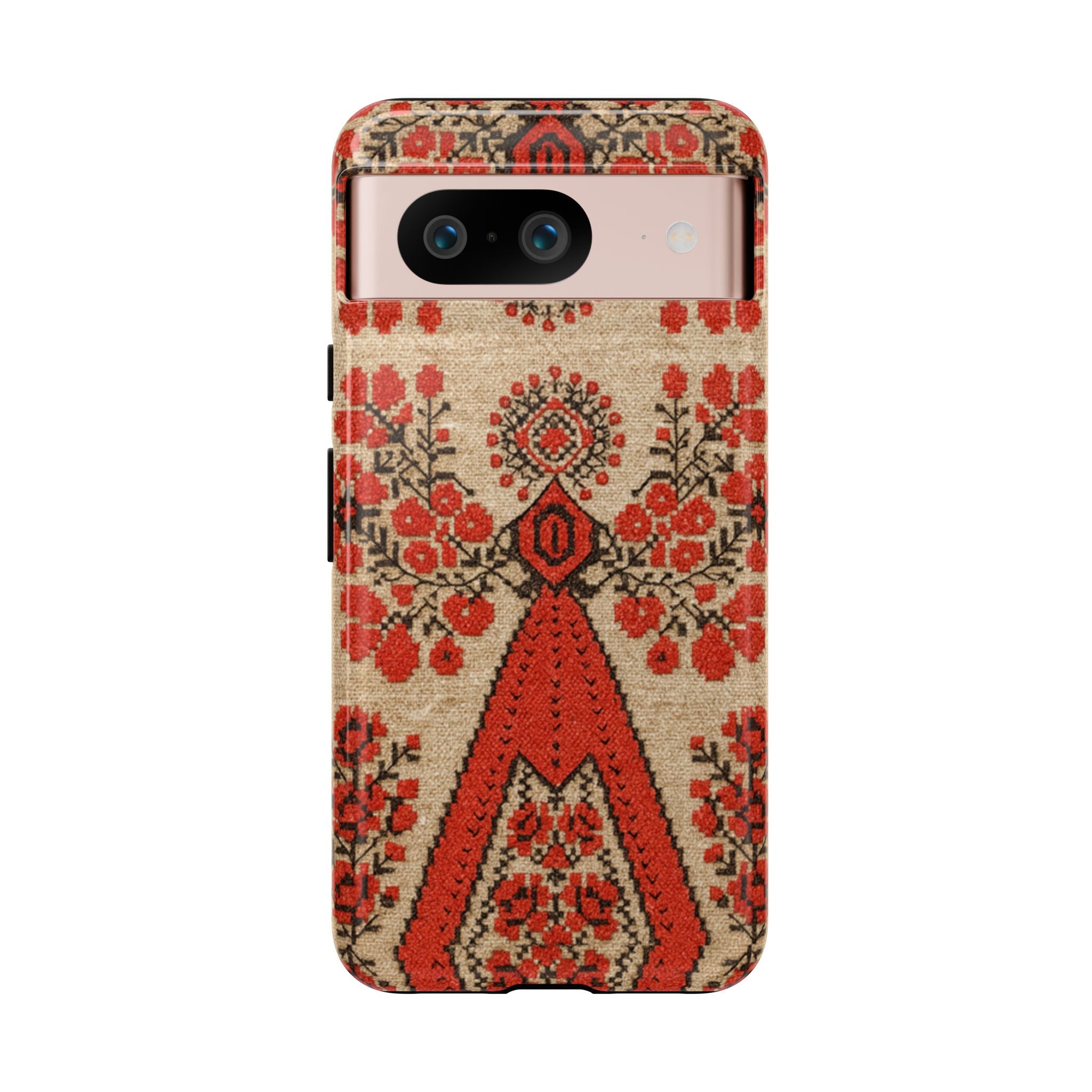 Ukrainian Embroidery Phone Case • Red Black Folk Pattern • Protective Cover with Traditional Berehynia Floral Motifs