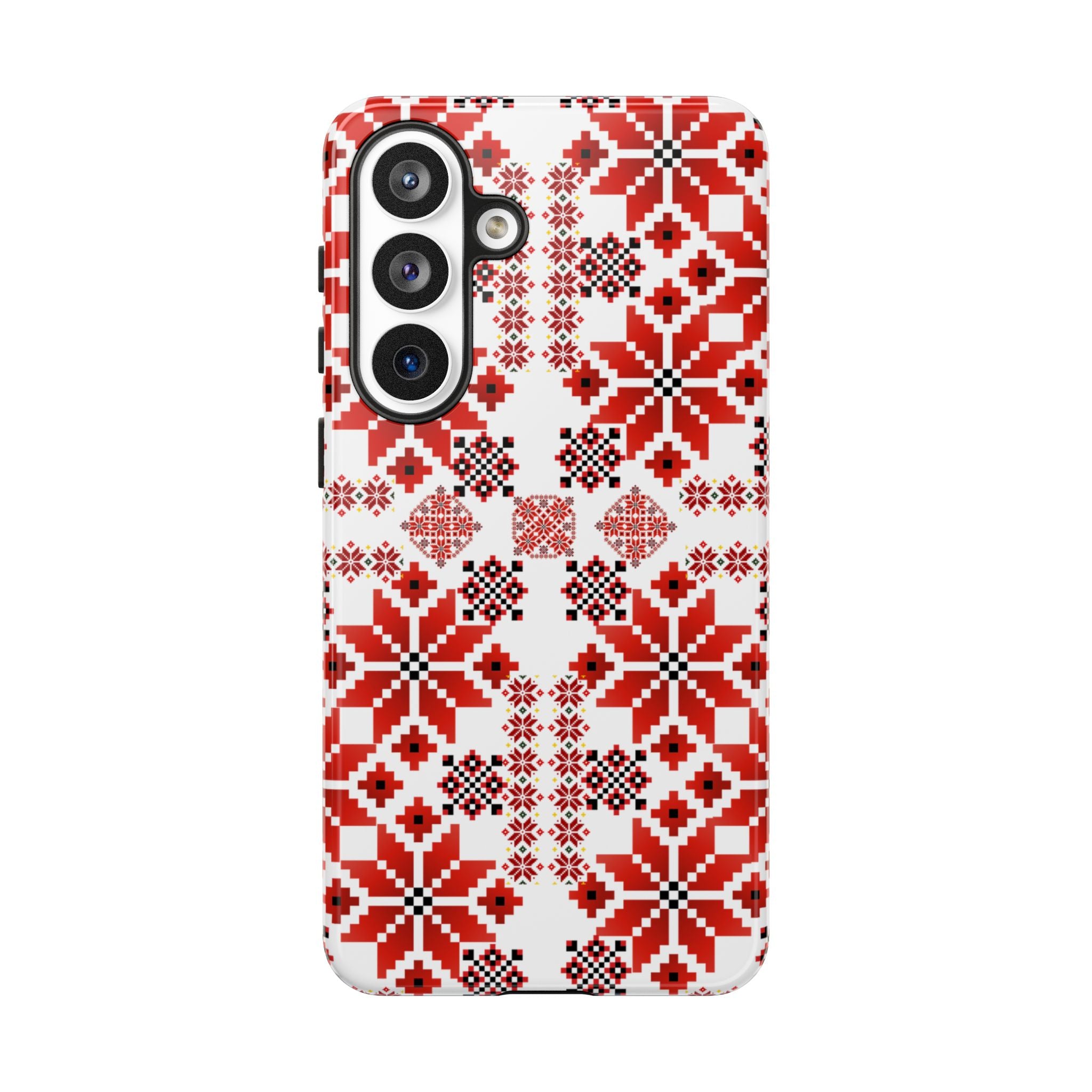 Ukrainian Embroidery Phone Case • Red Black Folk Pattern • Protective Slavic Geometric Cover for iPhone & Samsung