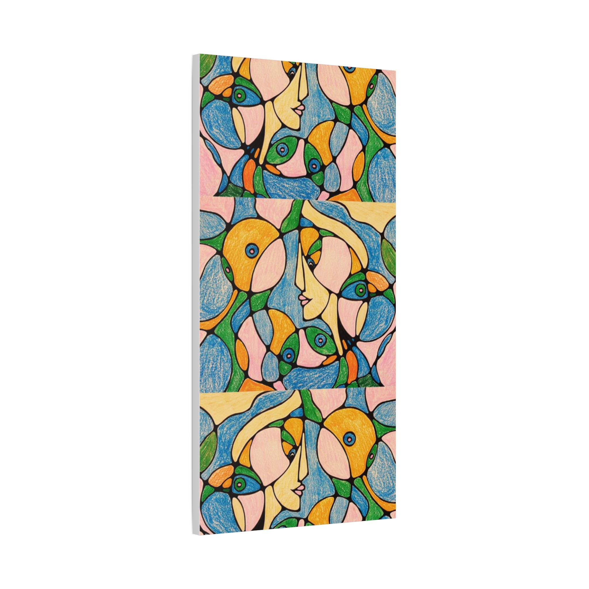 Abstract Colorful Faces Canvas Art, Vibrant Modern Wall Decor, Surreal Cubist Style Matte Print, Stretched 1.25" Ready to Hang