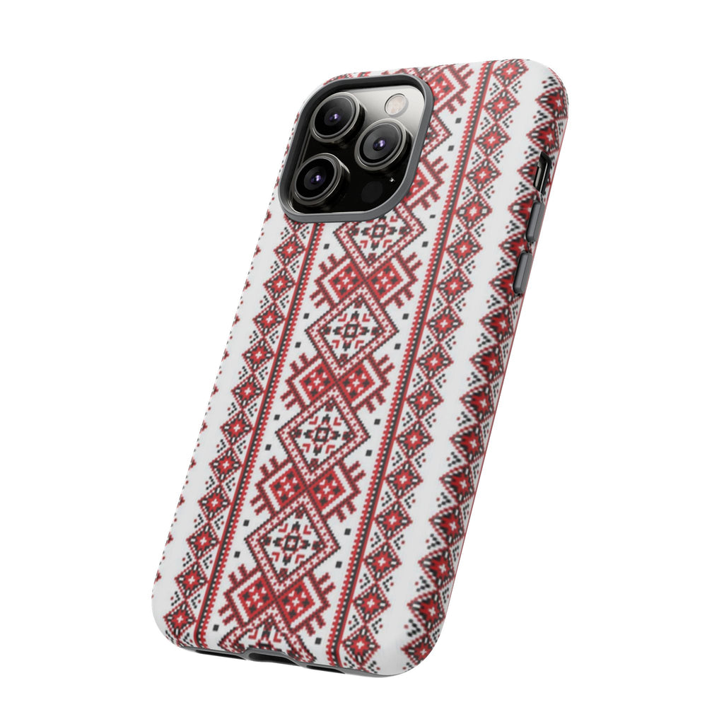 Ukrainian Embroidery iPhone Case  Red Black Traditional Pattern Protective Phone Cover, Gift idea