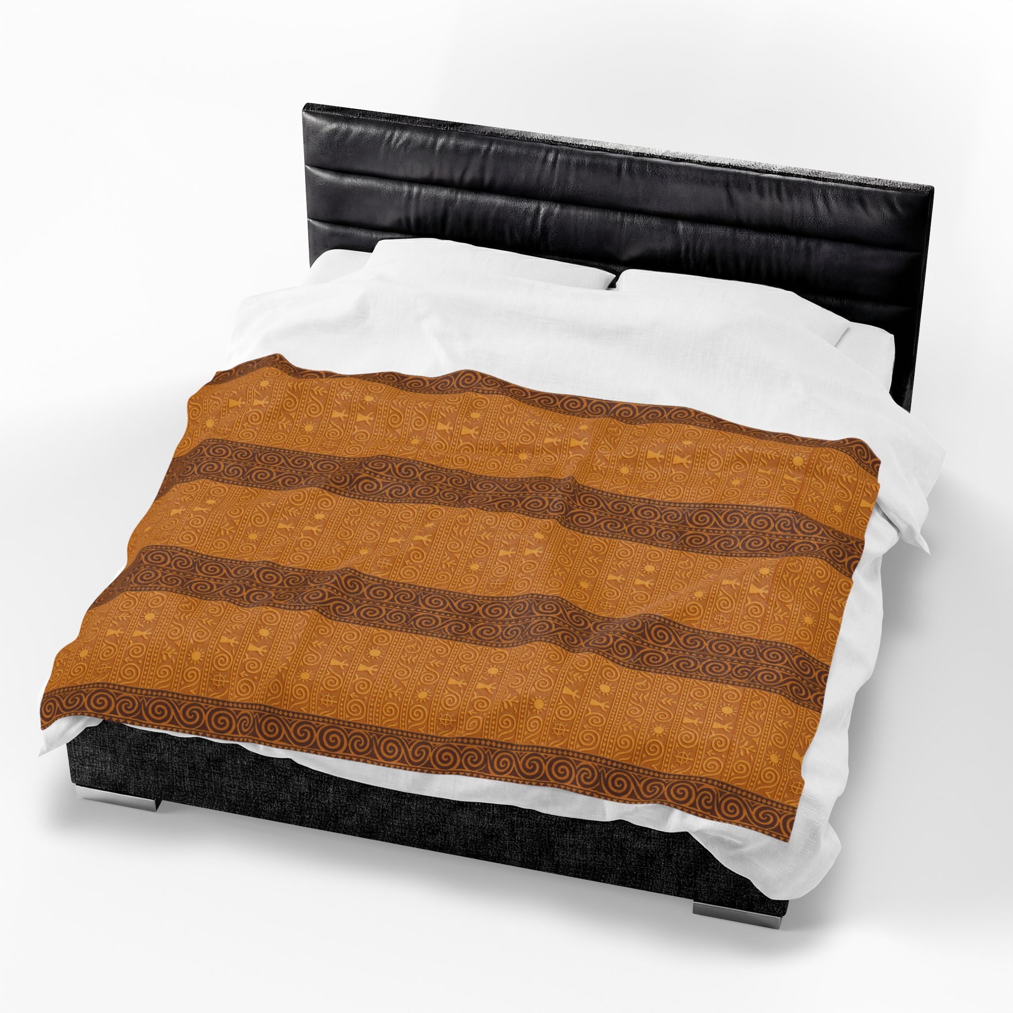 Trypillian Code Velveteen Blanket | Ancient Symbol Terracotta Heritage Throw