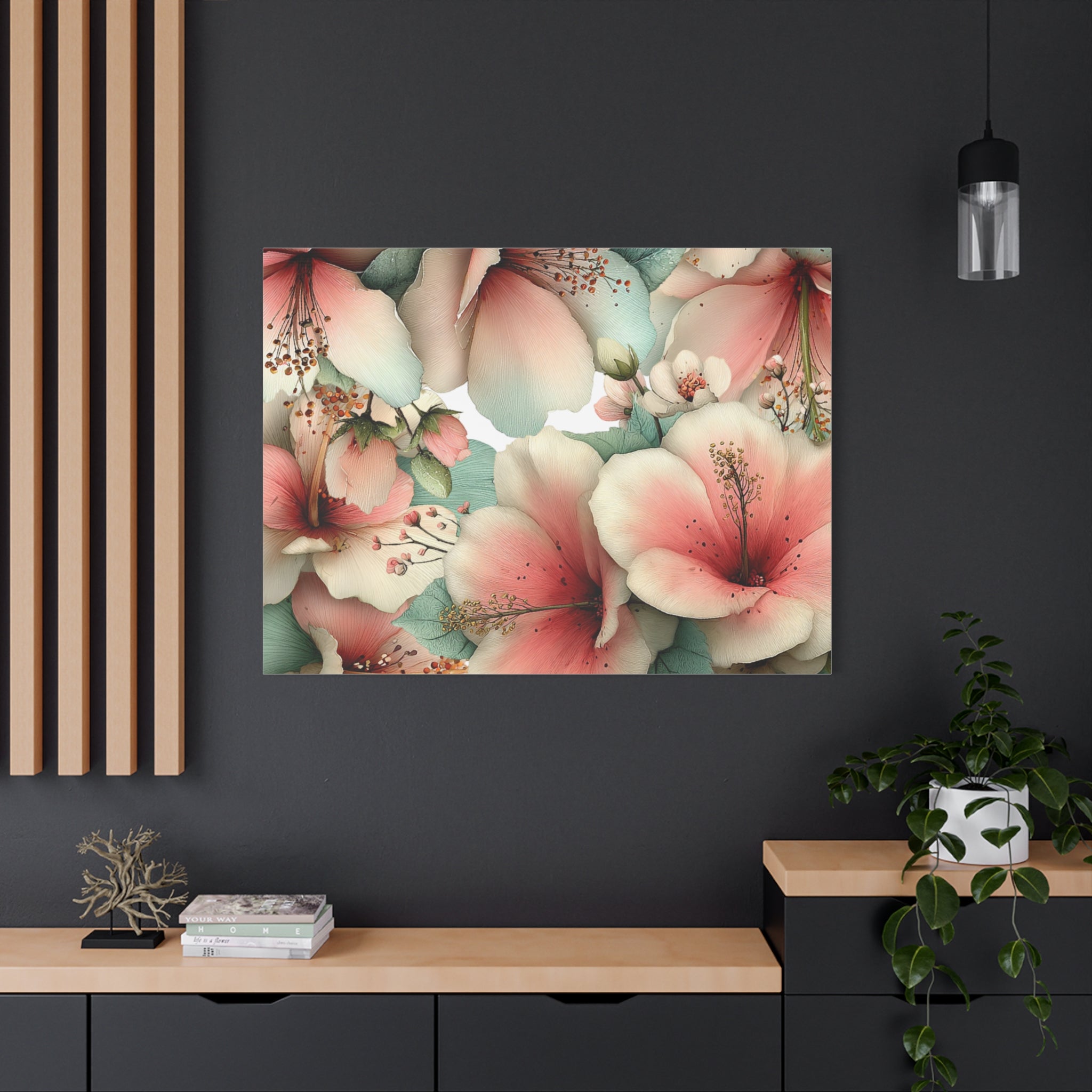 Pastel Floral Matte Canvas Wall Art, Soft Botanical Print, Modern Home Decor, Watercolor Flower Artwork, Stretched 1.25" Canvas