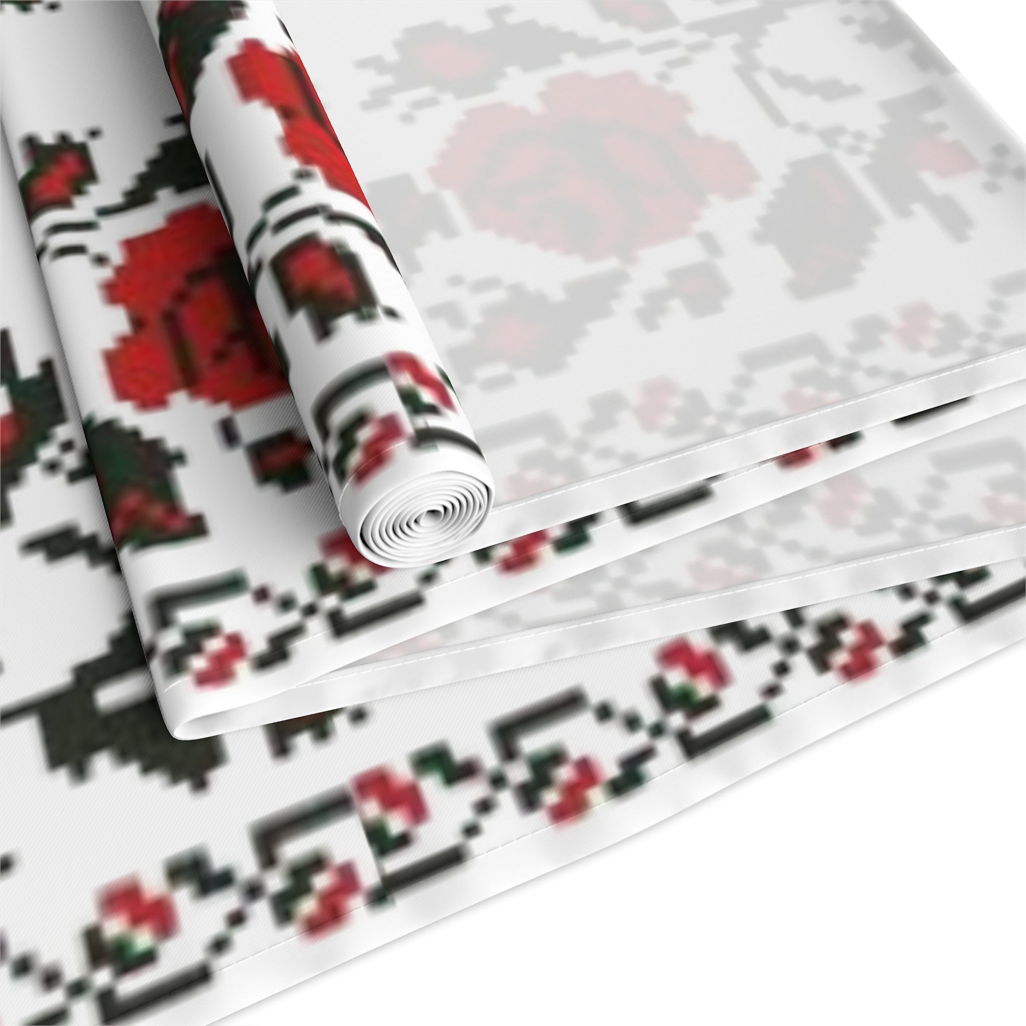 BLUESKYDEZIGN Ukrainian Traditional Table Runner - Red Black Heritage Decor
