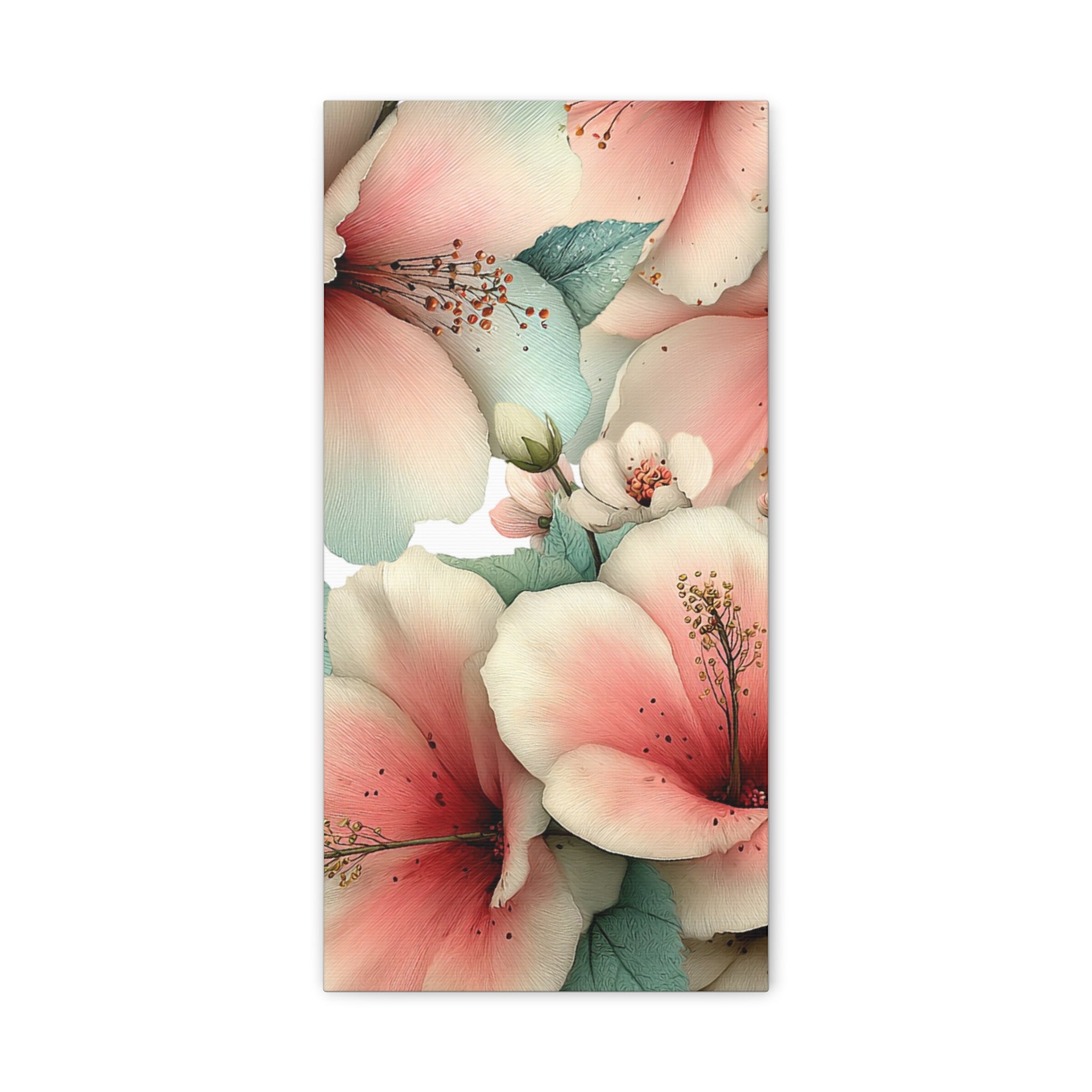 Pastel Floral Matte Canvas Wall Art, Soft Botanical Print, Modern Home Decor, Watercolor Flower Artwork, Stretched 1.25" Canvas