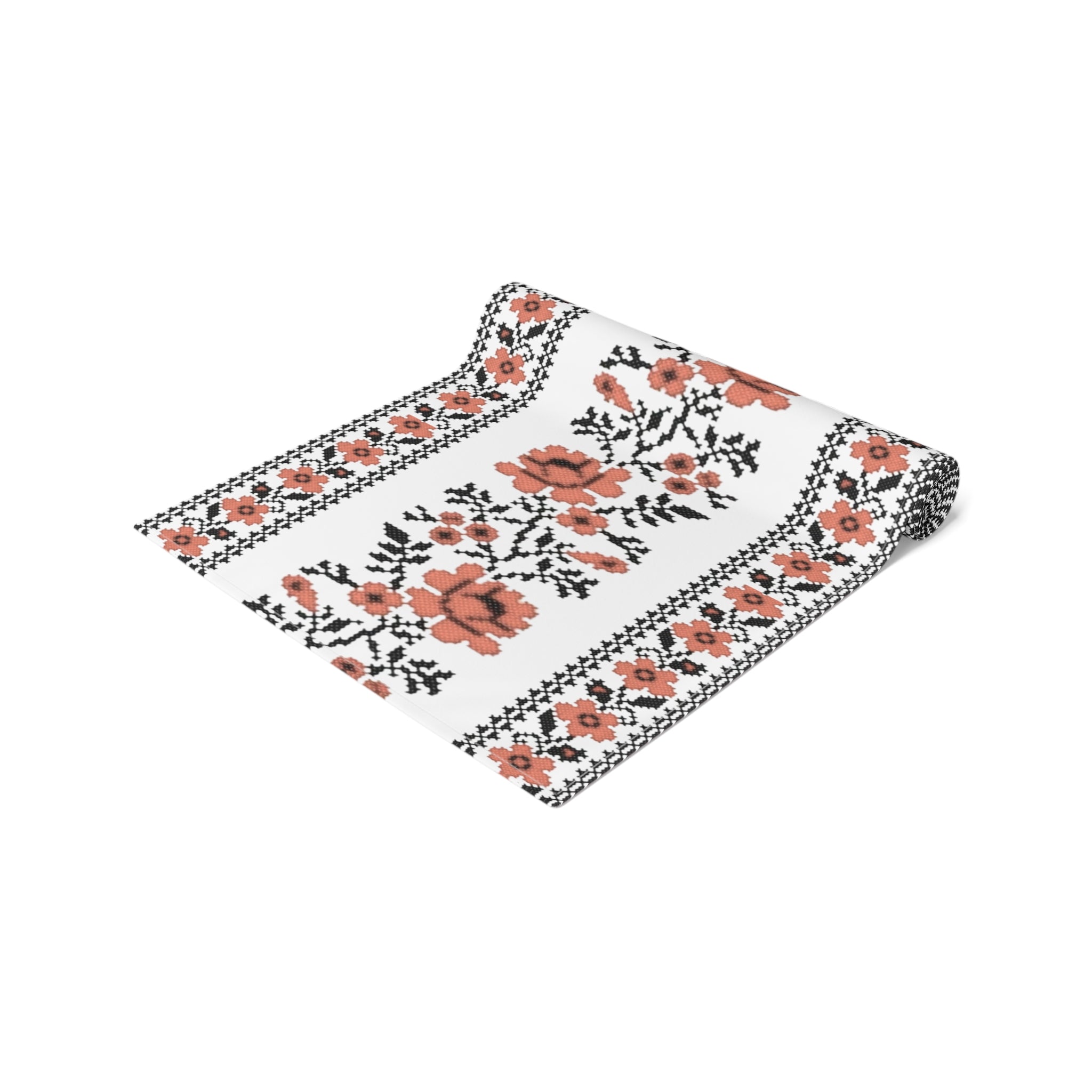 Ukrainian Traditional Red & Black Pattern Table Runner, holiday table setting, vintage home decor, for parents, housewarming, cottage core