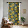 Citrus Riviera Lemon Sheer Curtain, Botanical Fruit Window Panel, Yellow & Blue Floral Summer Drapery, William Morris Style Kitchen Decor