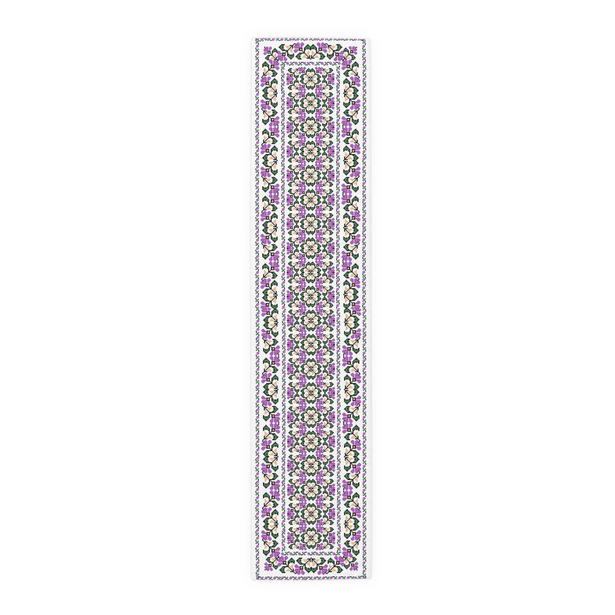 Ukrainian Traditional Purple Floral Pattern is Table Runner, Cotton Poly Dining home Decor, housewarming, cottage core