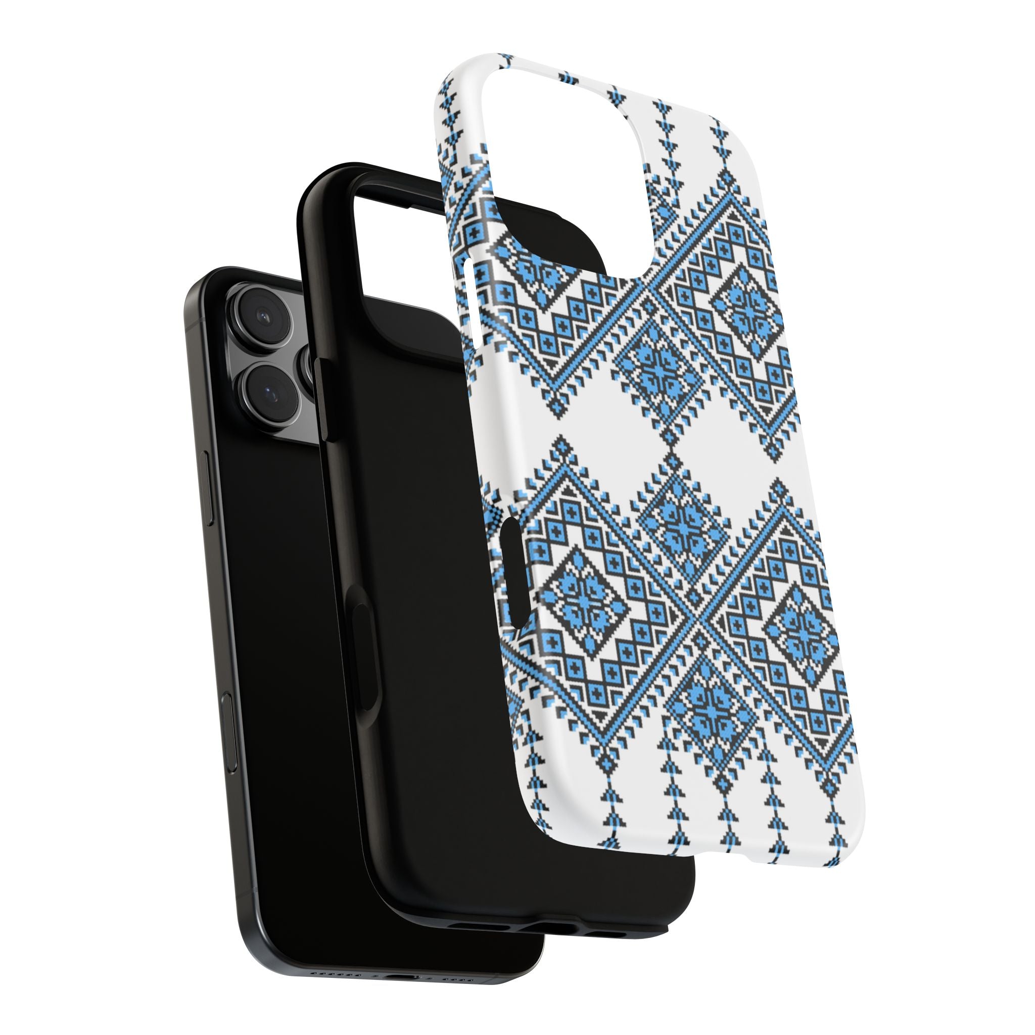 Blue Ukrainian traditional  Geometric Folk Pattern phone case, Tough Cases