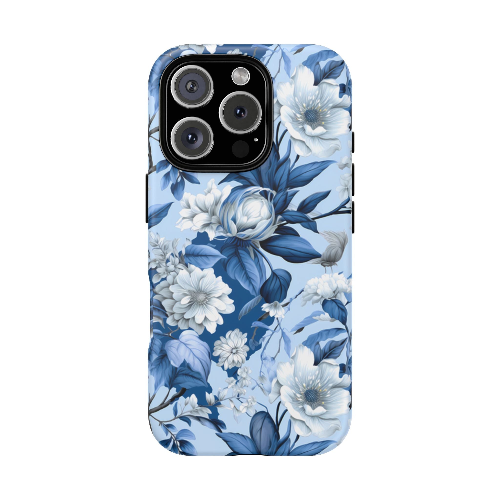 Blue Floral Watercolor Pattern Tough Case, Blue Rose Phone Case