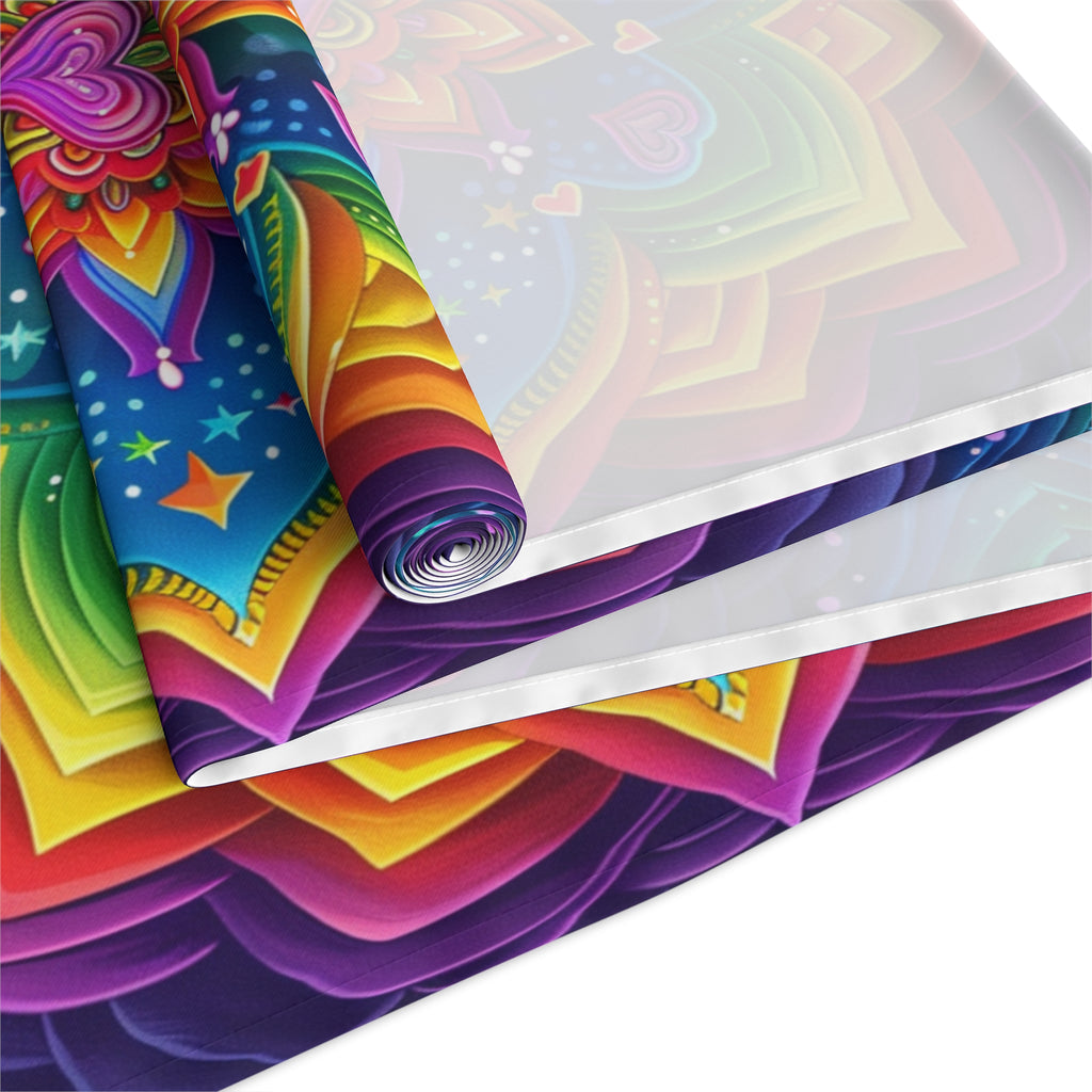 BLUESKYDEZIGN Colorful Mandala Table Runner - Vibrant Bohemian Meditation Decor