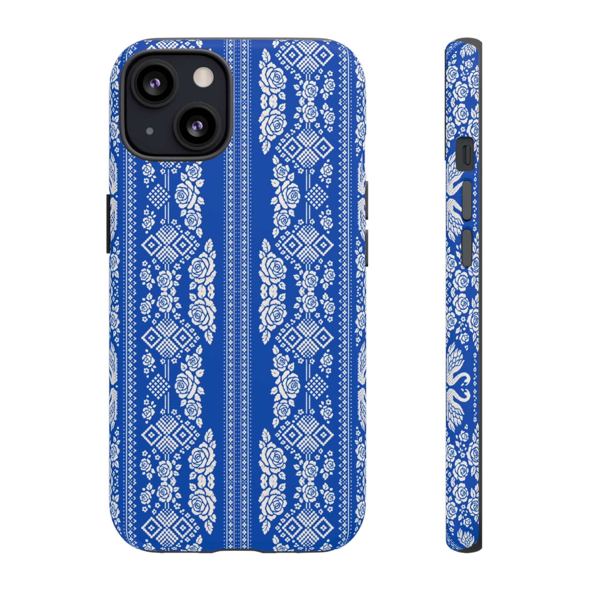 Wedding Swans Phone Case Blue  White Elegant Protective Cover, Tough Cases, Protective Folk Art Cover for iPhone  Samsung