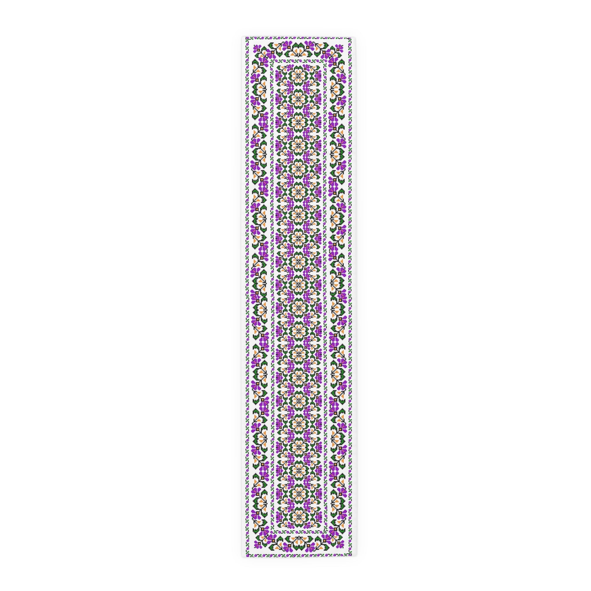 Ukrainian Traditional Purple Floral Pattern is Table Runner, Cotton Poly Dining home Decor, housewarming, cottage core