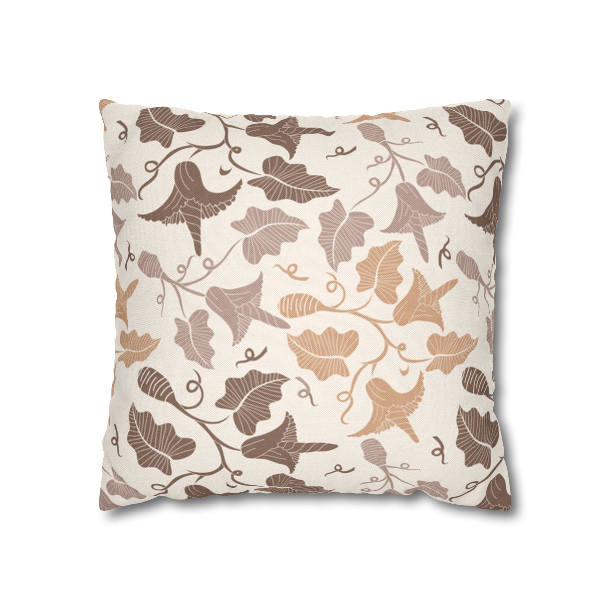 Beige Leaves Pattern Square Pillowcase 1piece, Pillow Cover, Gift for parents, Living Room Decor, bedroom, housewarming, cottage core,