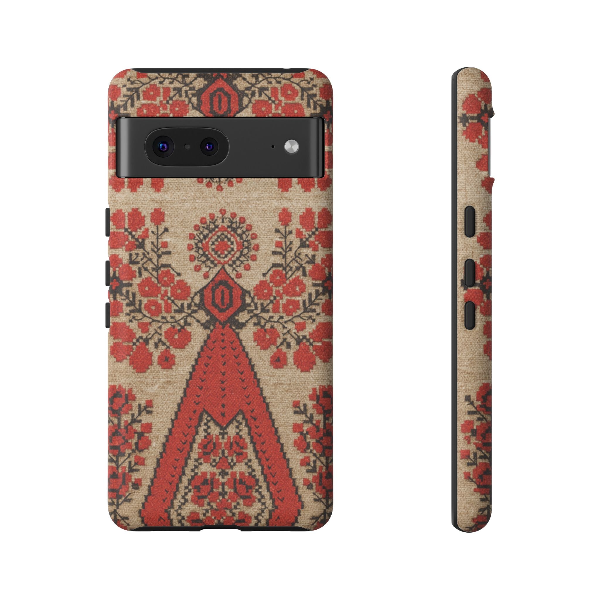 Ukrainian Embroidery Phone Case • Red Black Folk Pattern • Protective Cover with Traditional Berehynia Floral Motifs