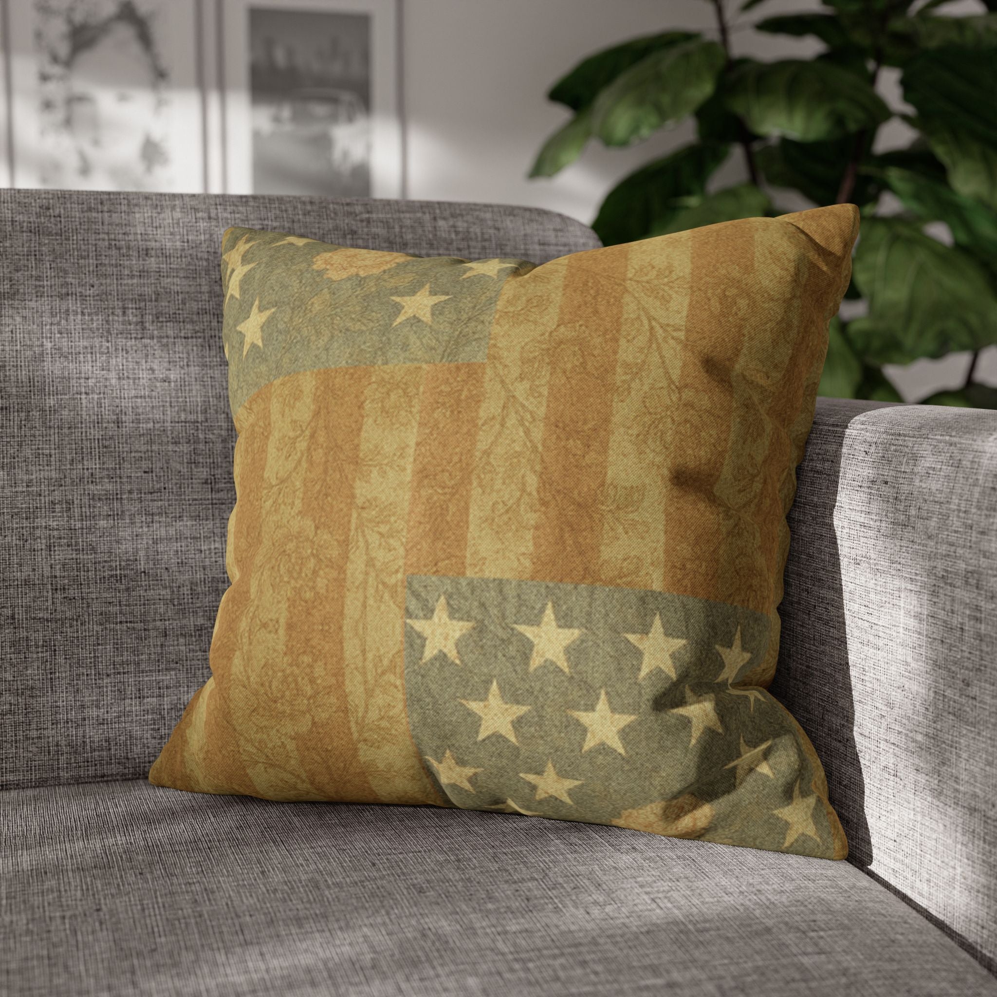 HERITAGE 1776 | 4th of July Decor Pillow Cover, USA 250th Anniversary Vintage American Flag Throw Pillow, Patriotic Farmhouse Square Case | BLUESKYDEZIGN