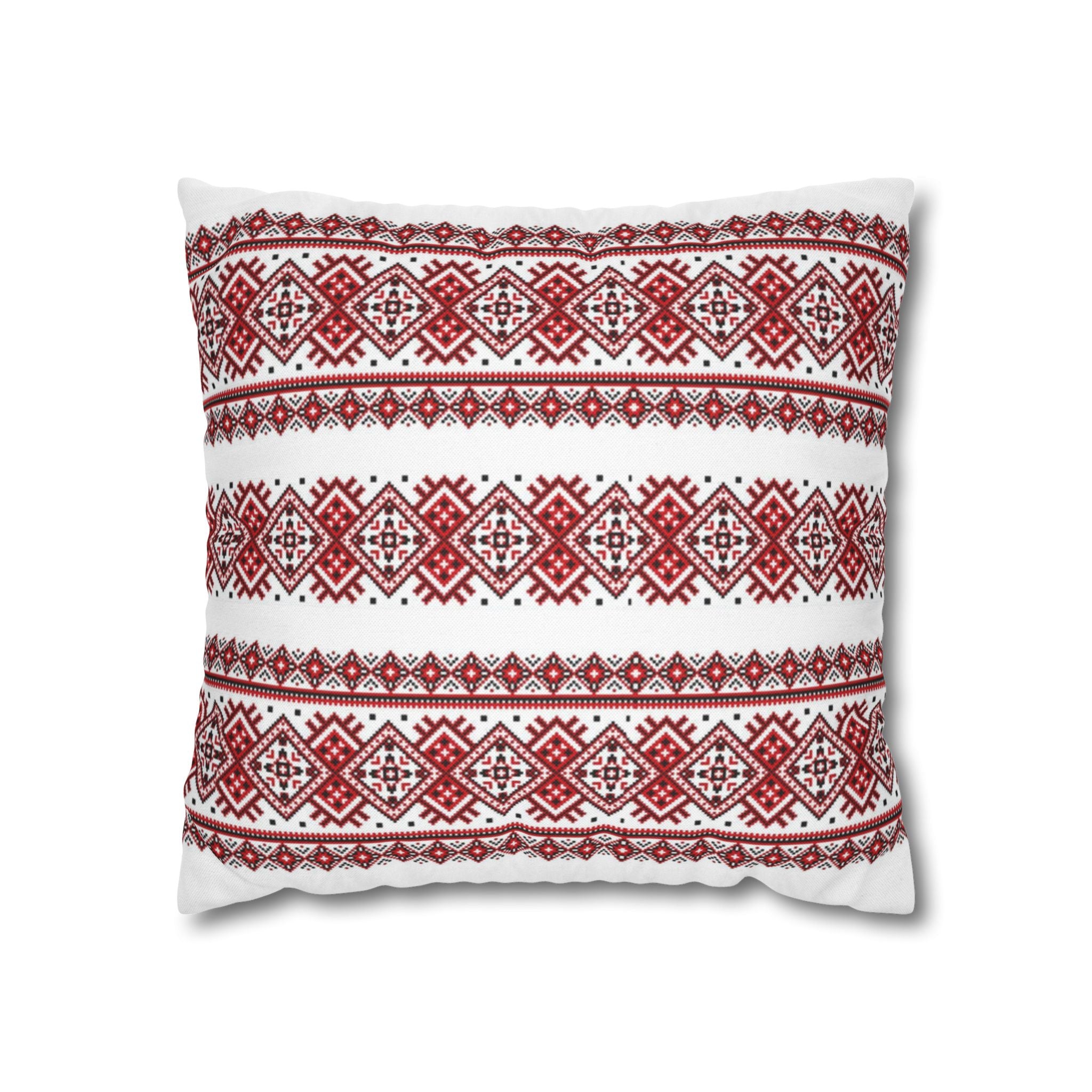Ukrainian Traditional Red-Black Pattern Pillowcase, Pillow Cover, Gift for parents, Living Room Decor bedroom, housewarming, cottagecore