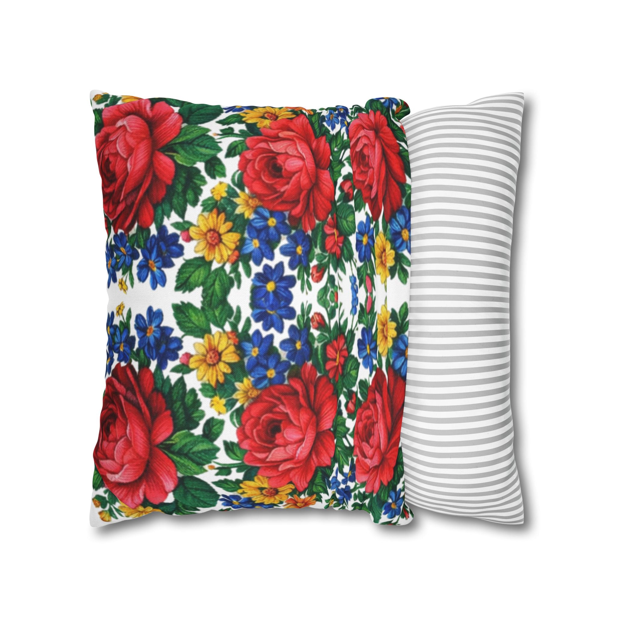 Rose Garden Floral Pillowcase | Cottagecore Square Pillow Cover | Boho Home Decor Gift