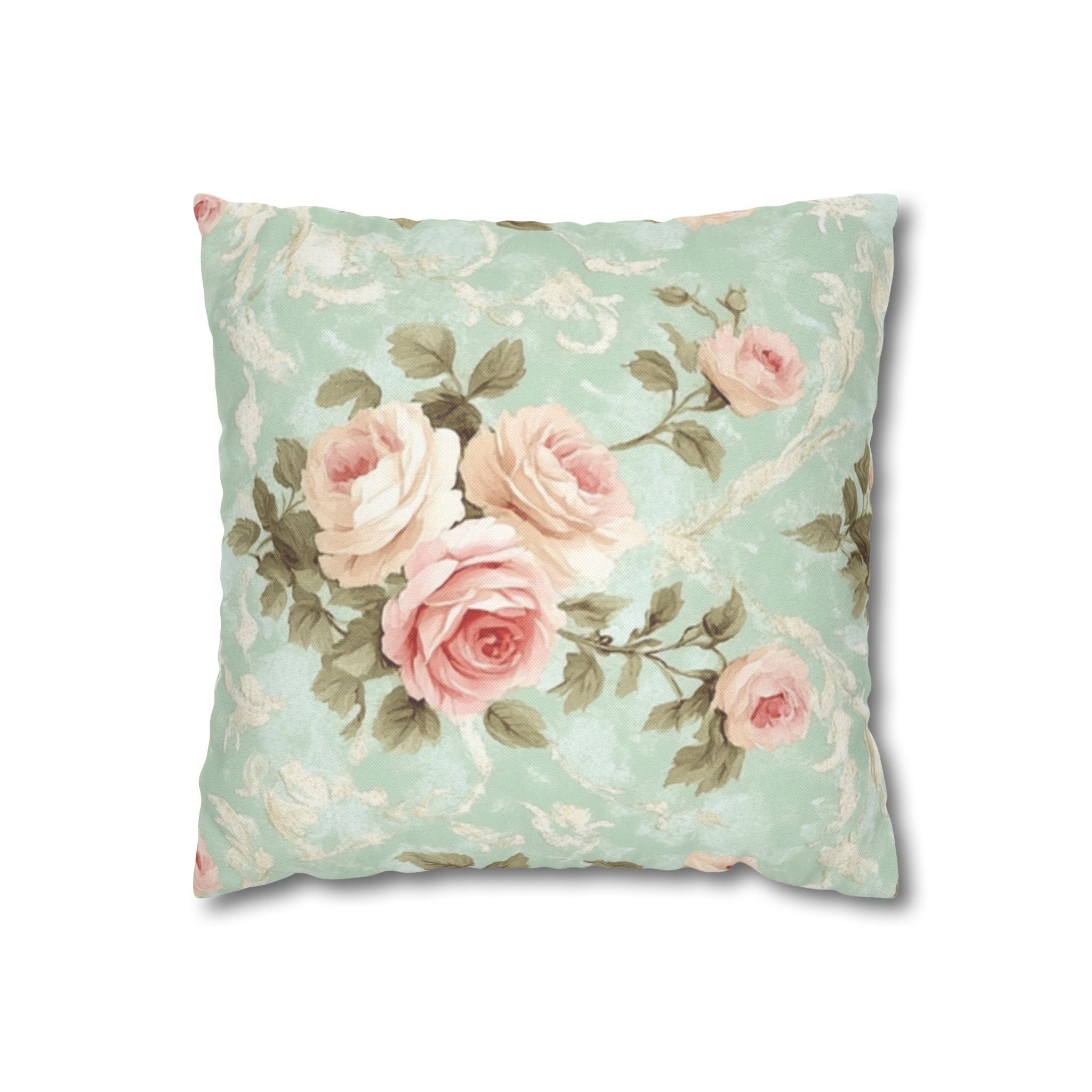 Vintage Pink Rose Pattern Pillowcase | Floral Throw Pillowcase