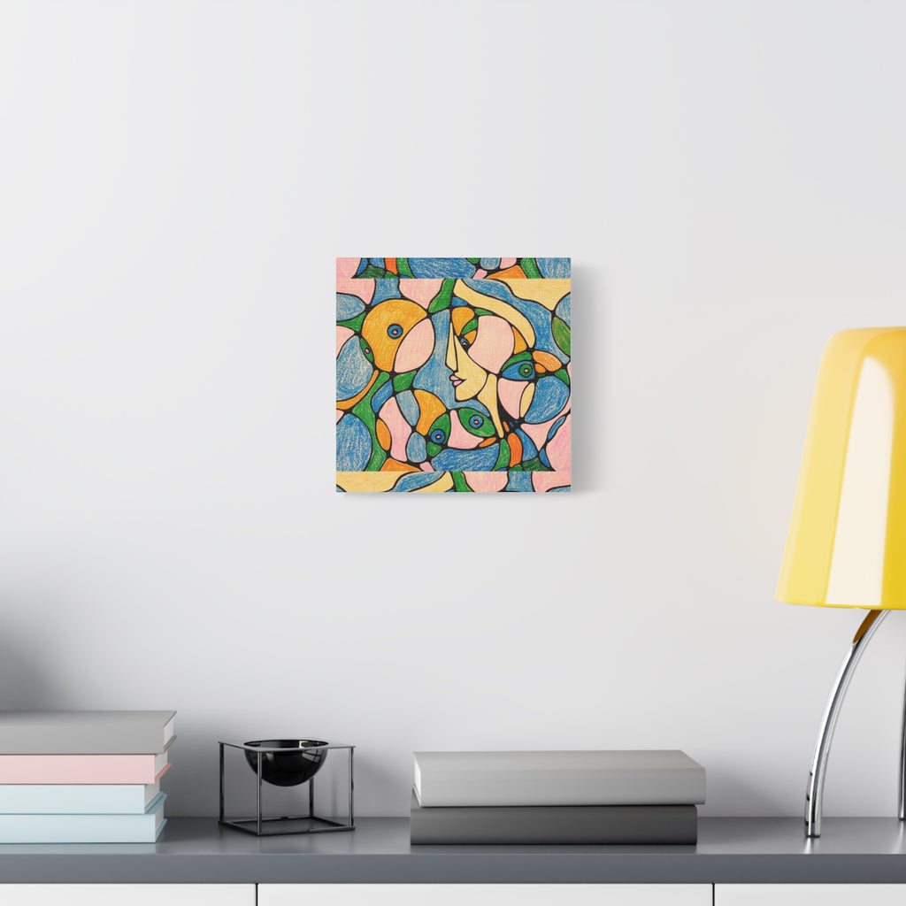 Abstract Colorful Faces Canvas Art, Vibrant Modern Wall Decor, Surreal Cubist Style Matte Print, Stretched 1.25" Ready to Hang