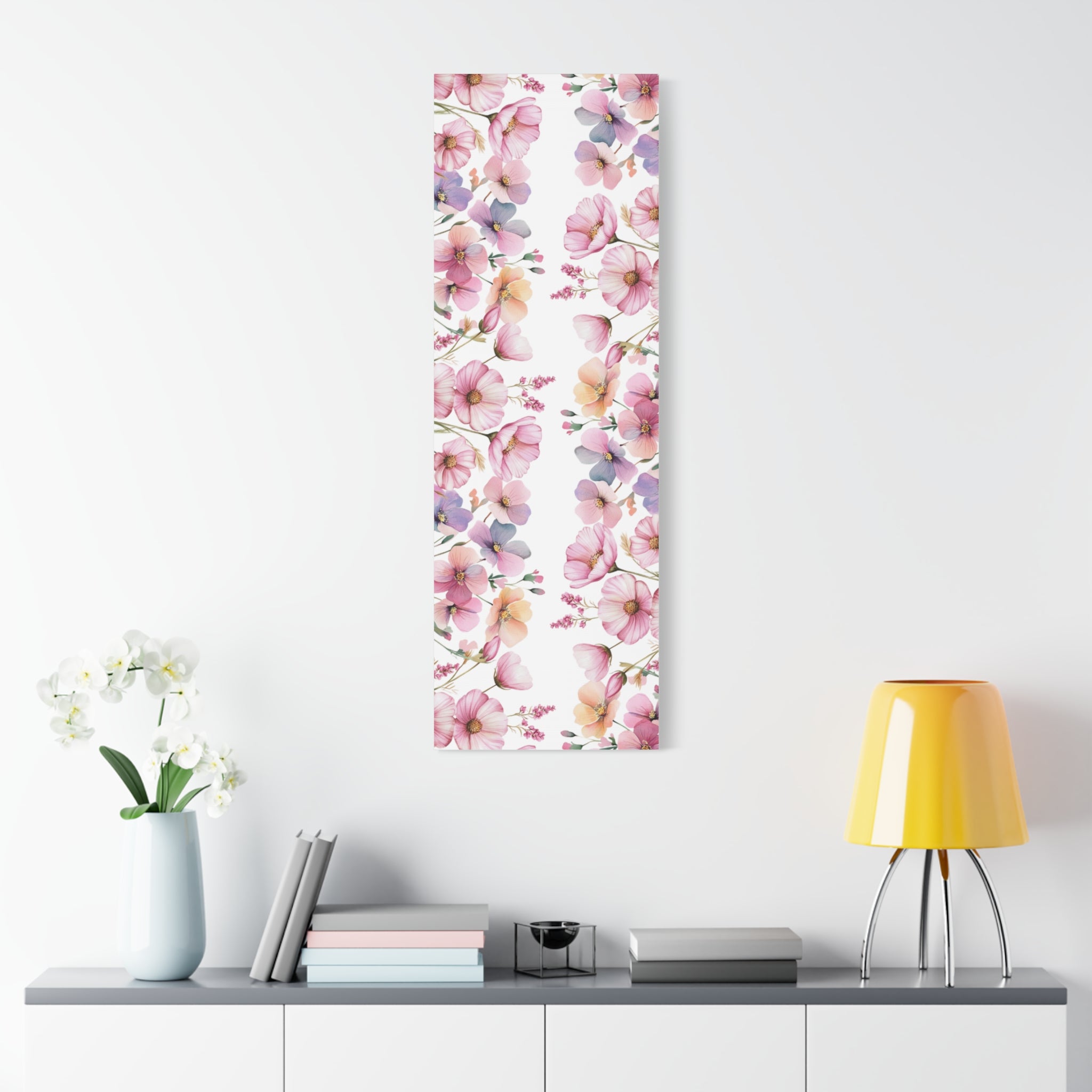 Pastel Floral Matte Canvas Wall Art, Soft Botanical Print, Modern Home Decor, Watercolor Flower Artwork, Stretched 1.25" Canvas
