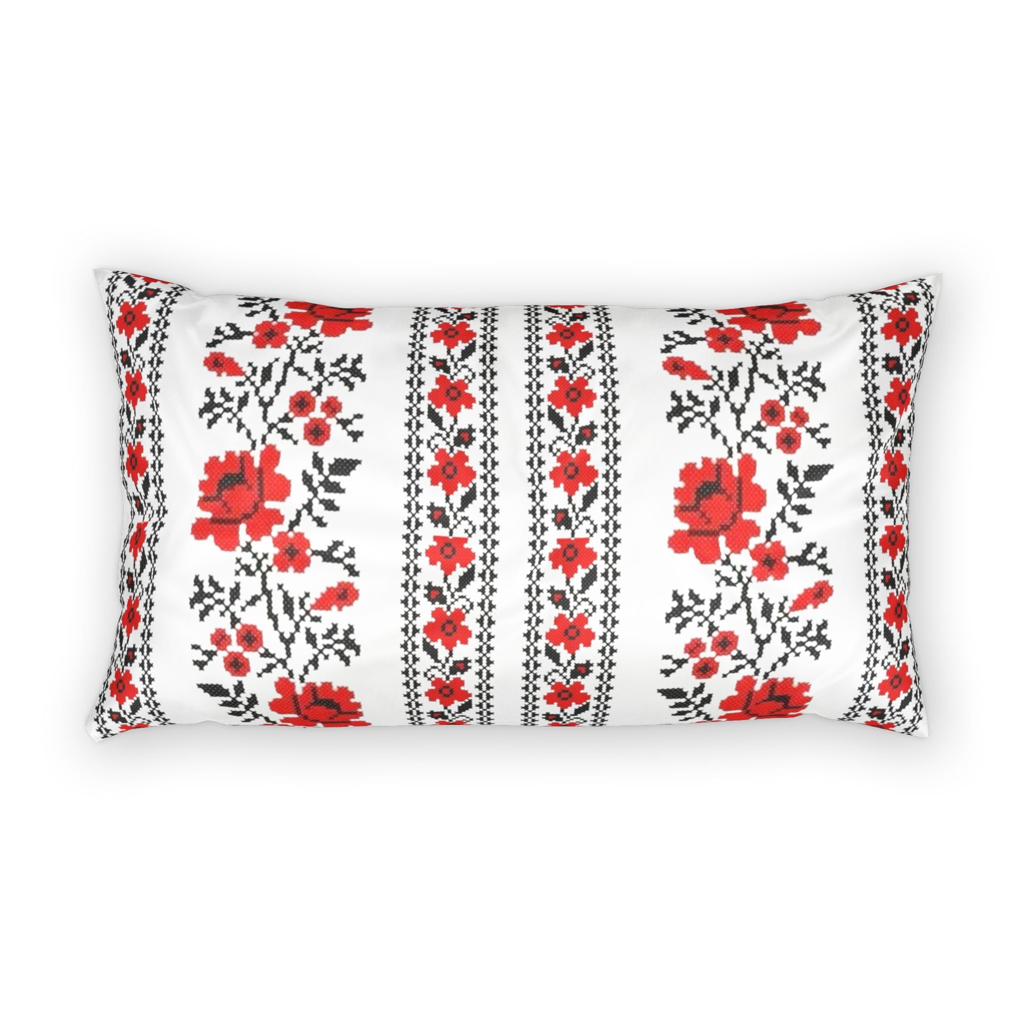 Ukrainian Traditional Red-Black Folk Pattern Cotton Pillowcase, Living Room Decor, bedroom, housewarming, cottagecore, Size 26x20in, 36x20in