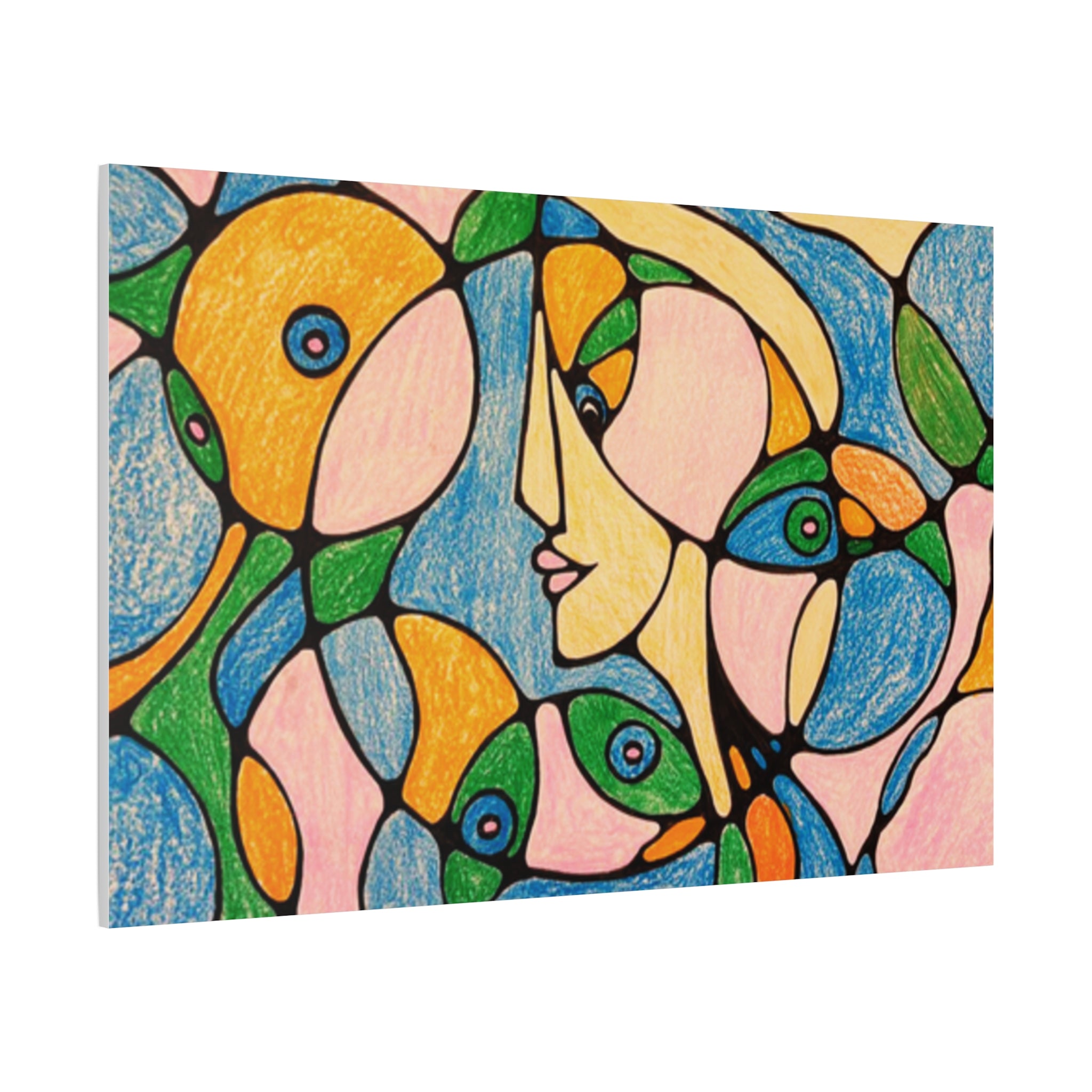 Abstract Colorful Faces Canvas Art, Vibrant Modern Wall Decor, Surreal Cubist Style Matte Print, Stretched 1.25" Ready to Hang