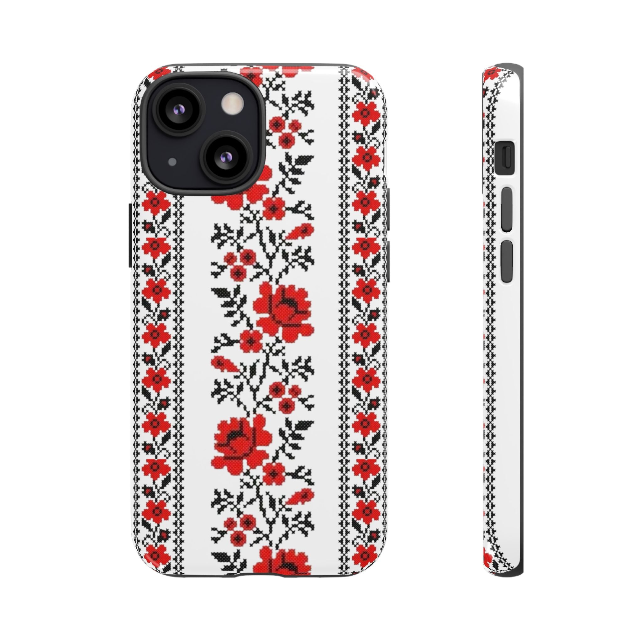 Ukrainian Embroidery iPhone Case  Red Black Traditional Pattern Protective Phone Cover