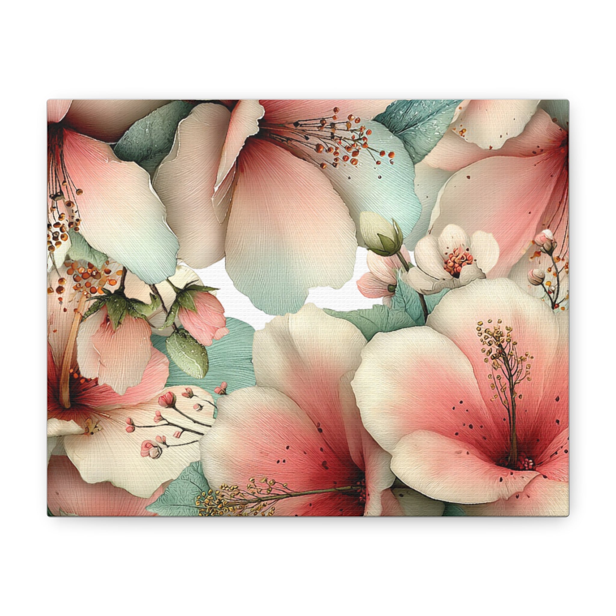 Pastel Floral Matte Canvas Wall Art, Soft Botanical Print, Modern Home Decor, Watercolor Flower Artwork, Stretched 1.25" Canvas