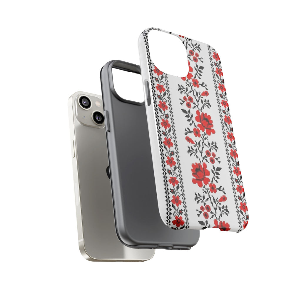 Ukrainian Embroidery iPhone Case  Red Black Traditional Pattern Protective Phone Cover