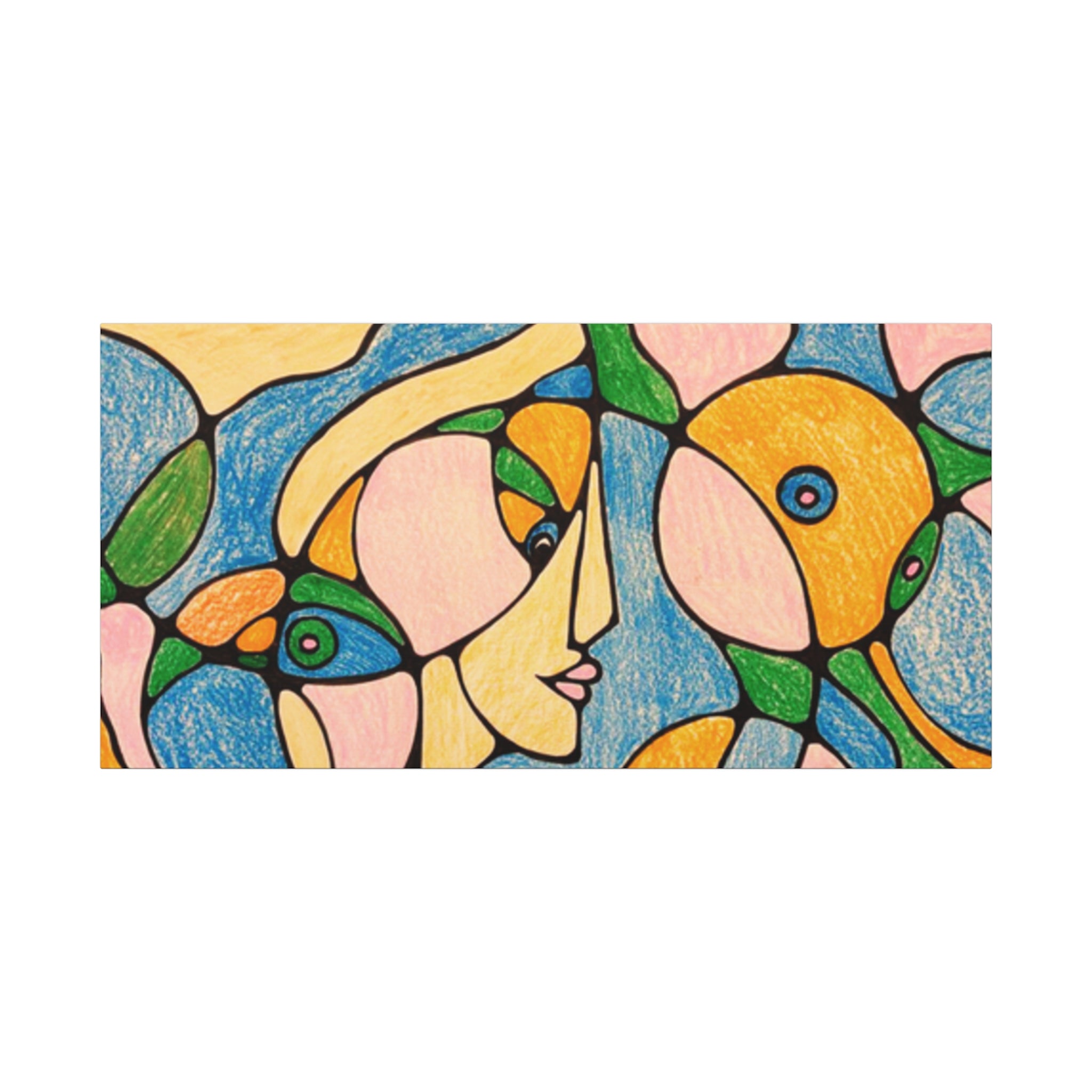 Abstract Colorful Faces Canvas Art, Vibrant Modern Wall Decor, Surreal Cubist Style Matte Print, Stretched 1.25" Ready to Hang